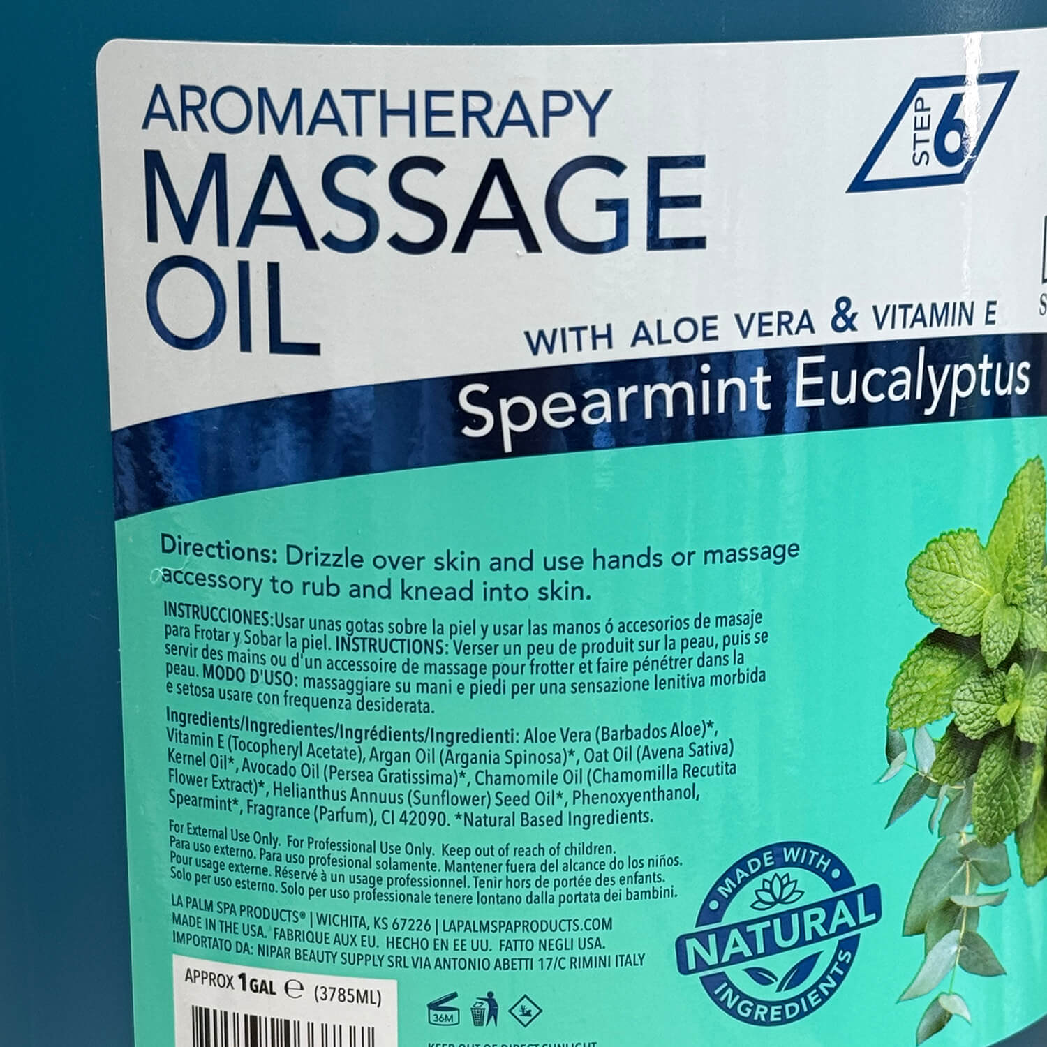 Lapalm Spa  Aromatherapy Massage Oil 1 Gollon - Spearmint Eucalyptus