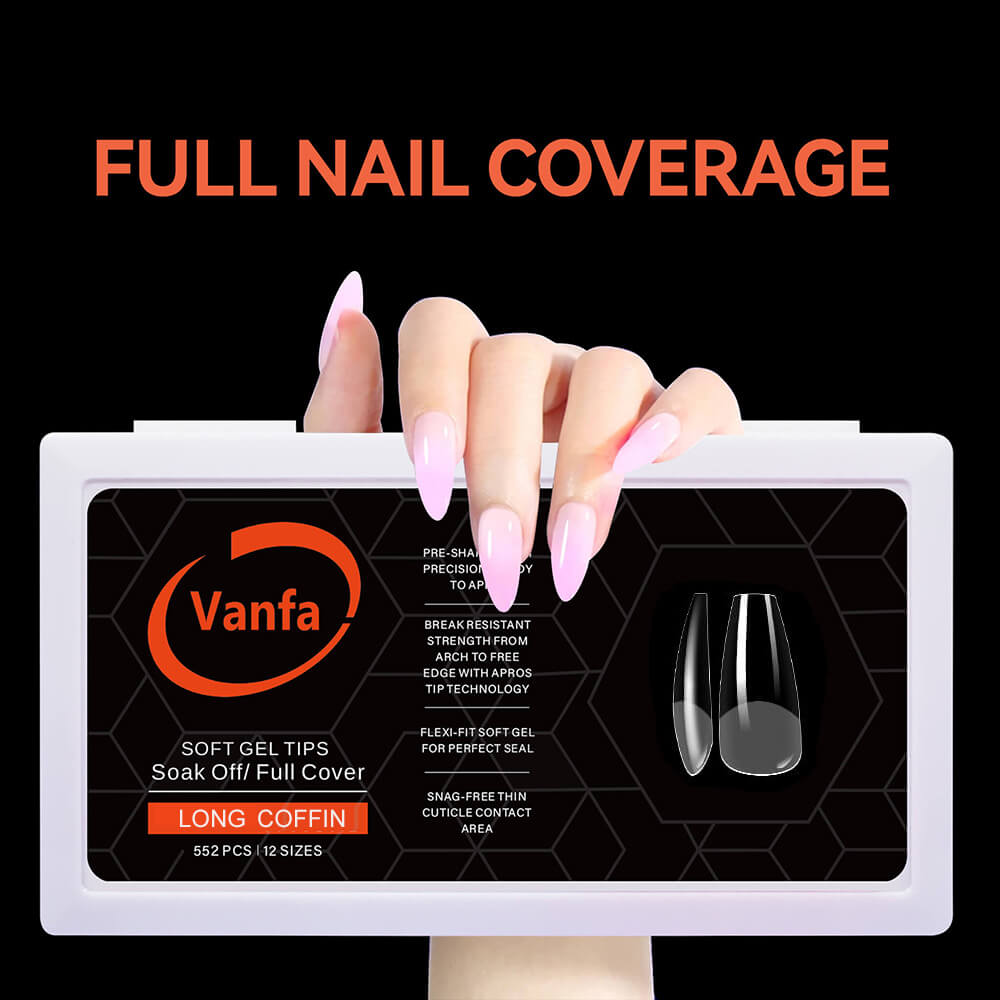 Vanfa Soft Gel Tip for Nail Extensions *Pick any size*