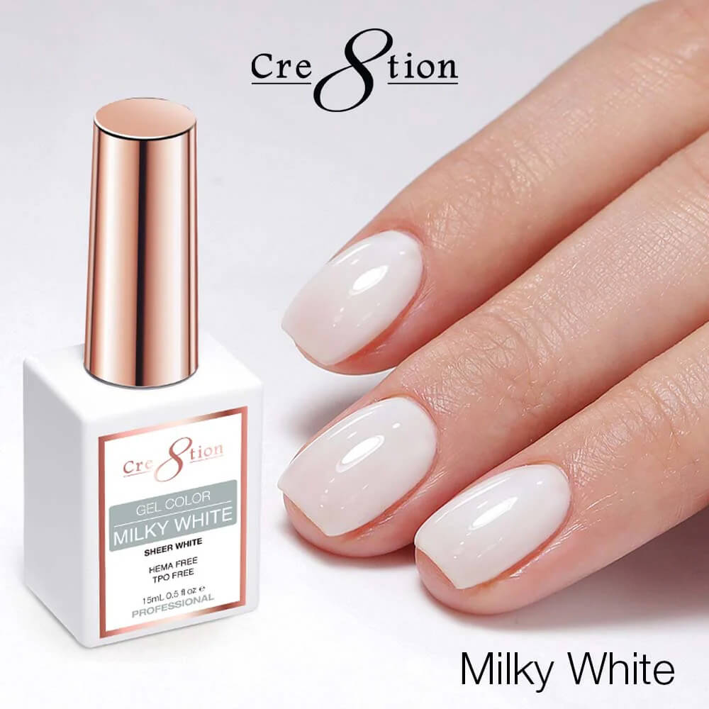Cre8tion Milky White Gel 0.5 oz - Sheer White - HEMA free - TPO Free