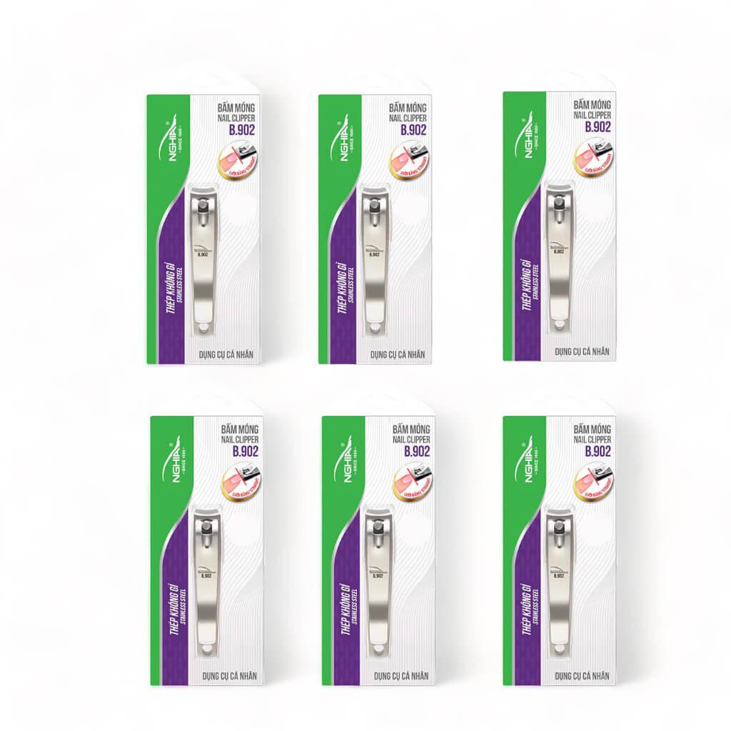 Nghia Stainless Steel Curve Blade Nail Clipper B902 (Pack of 6)