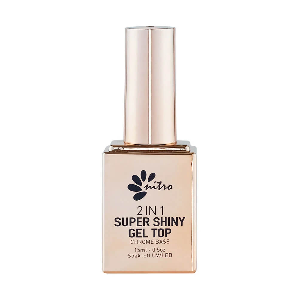Nitro 2 in 1 Super Shiny Gel Top Chrome Base 0.5 Oz