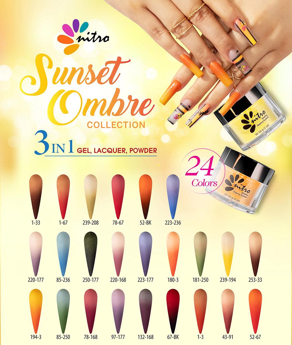 Nitro Trio Gel Polish + Nail Lacquer + Dip Powder - Sunset Collection 24 Colors