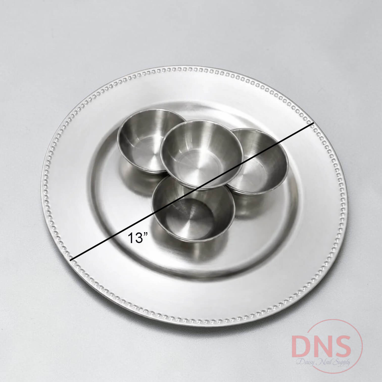 Cre8tion Pedicure 4 Bowls Tray Set - Silver - Item# 10486