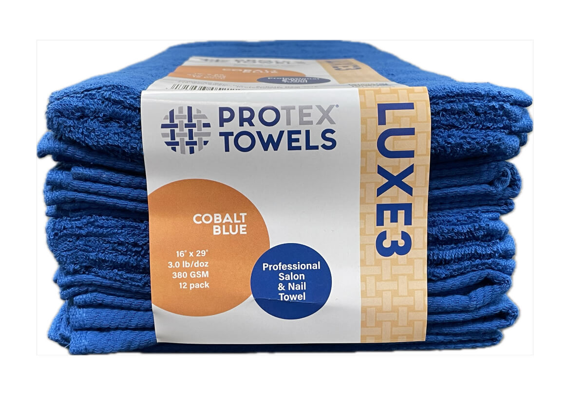 Protex Towles Professional Salon & Nail Towel LUXE3 16"x29" Cobalt Blue (Pack of 12)