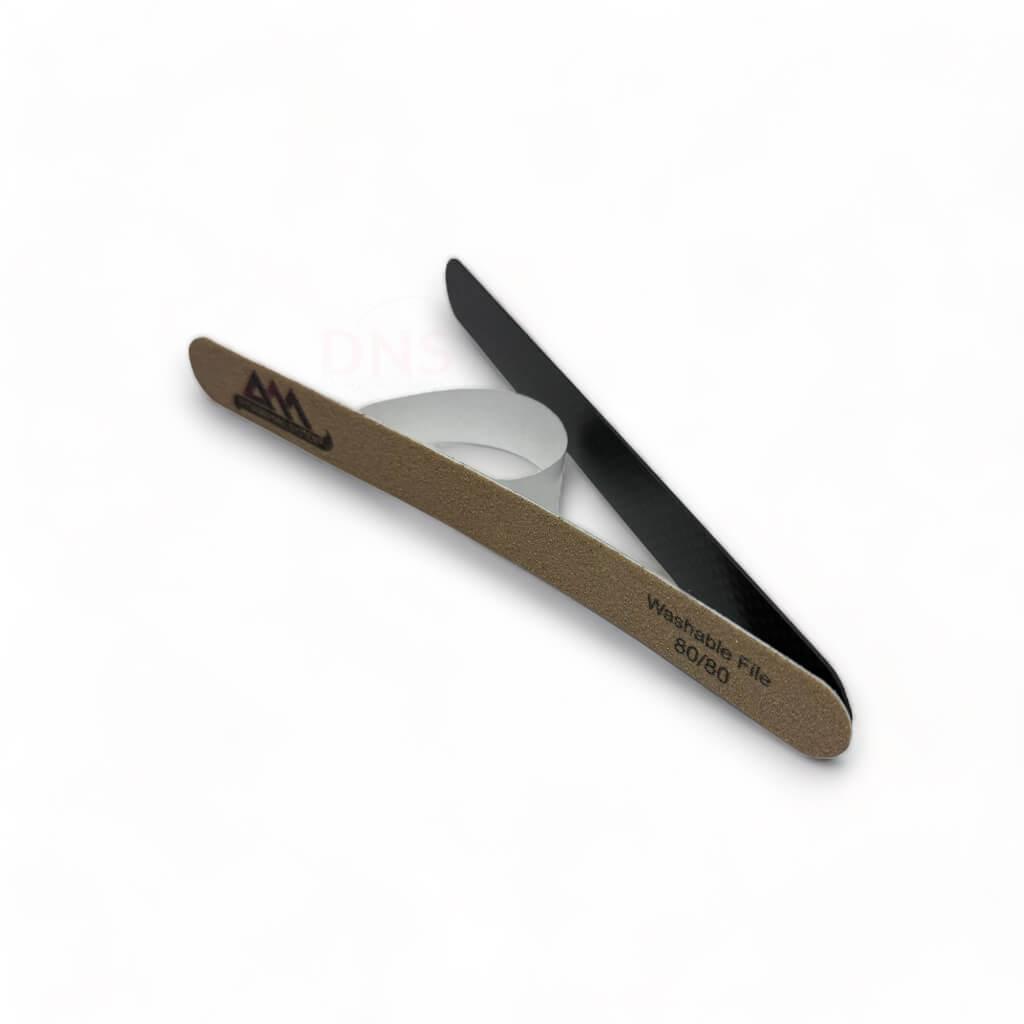 Pyramid Acrylic Nail File - Brown Straight-Tape 80/80 grit (80_Files + 1 Black Carbon Tape)