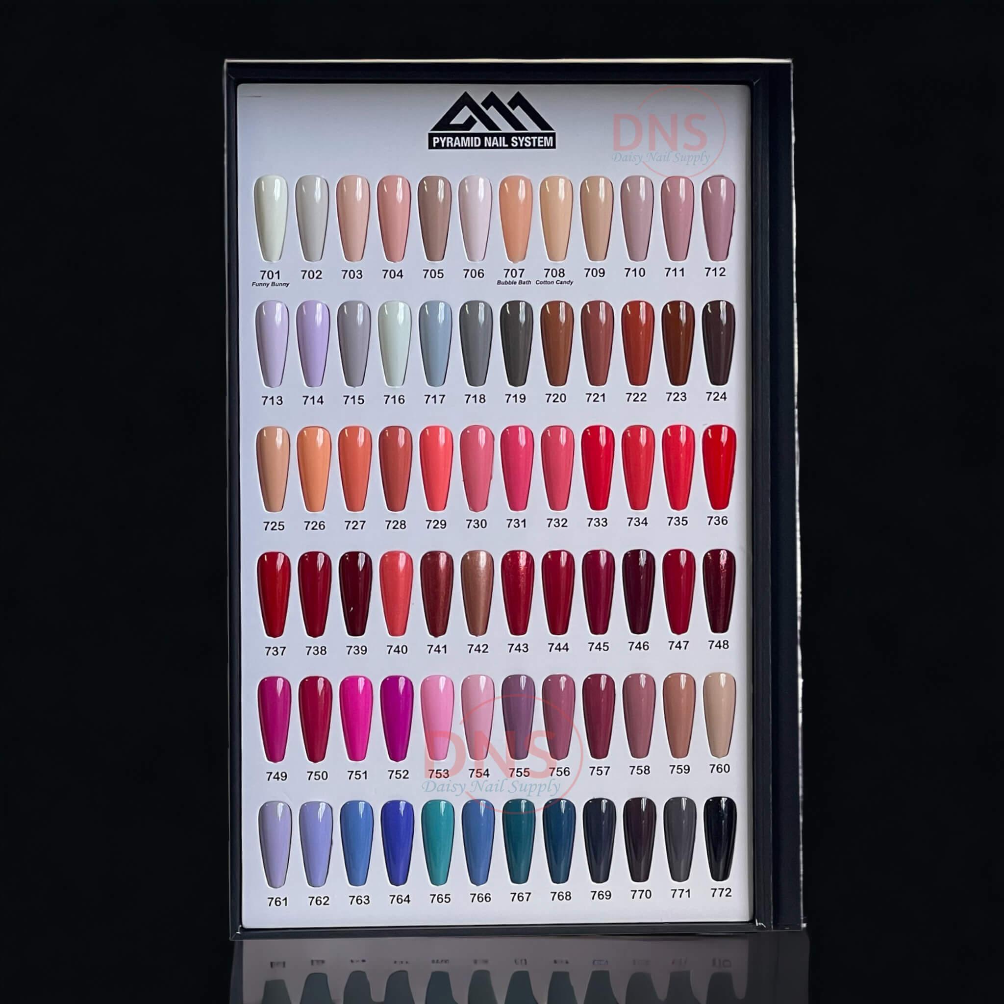 Pyramid Duo Gel & Matching Nail Lacquer Set 144 Colors #701 --> #844 + Free Color Chart