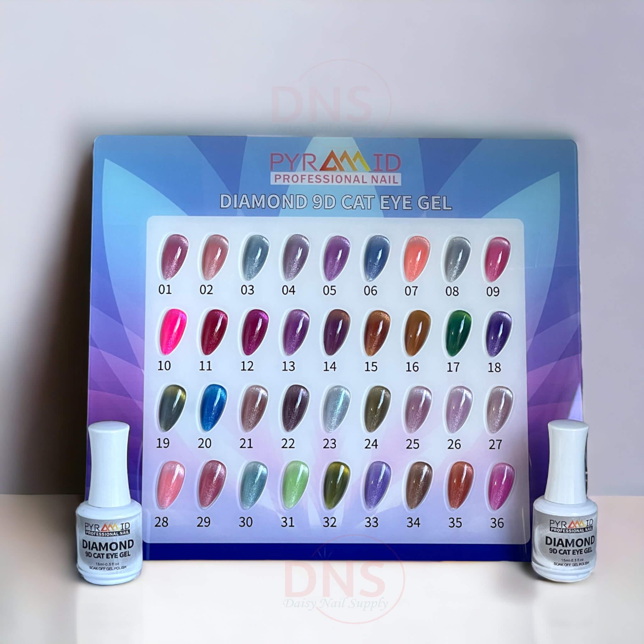 Pyramid Gel Cat Eye (Set of 36 Colors) #01 --> #36 + Free Color Chart and Magnet