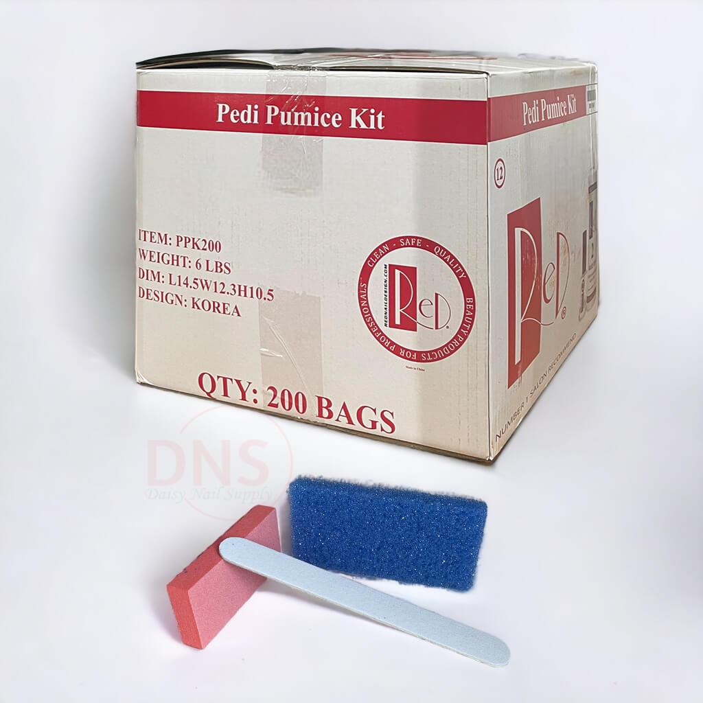 Red Disposable Pedi Pumice Kit #PPK200 (1 Case 200 Sets)