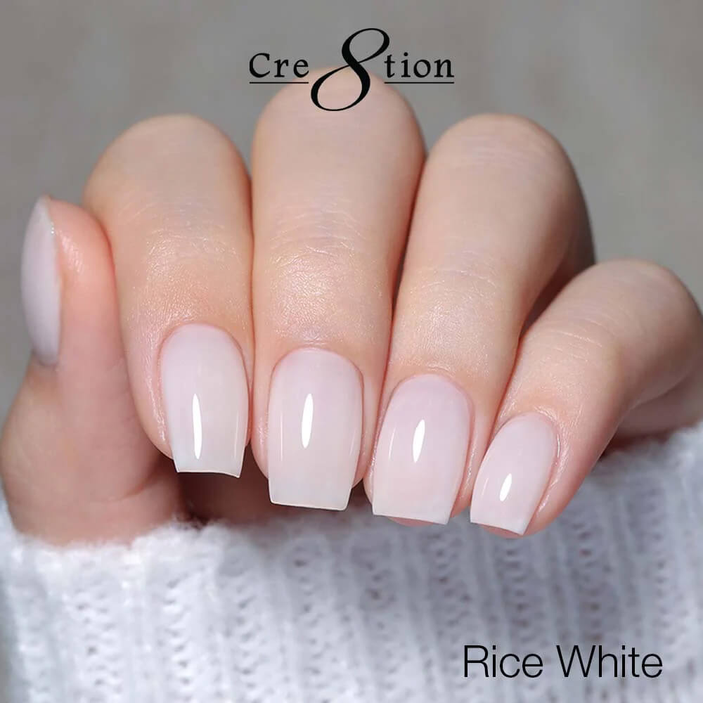 Cre8tion Rice White Gel 0.5 oz - Sheer White - HEMA free - TPO Free