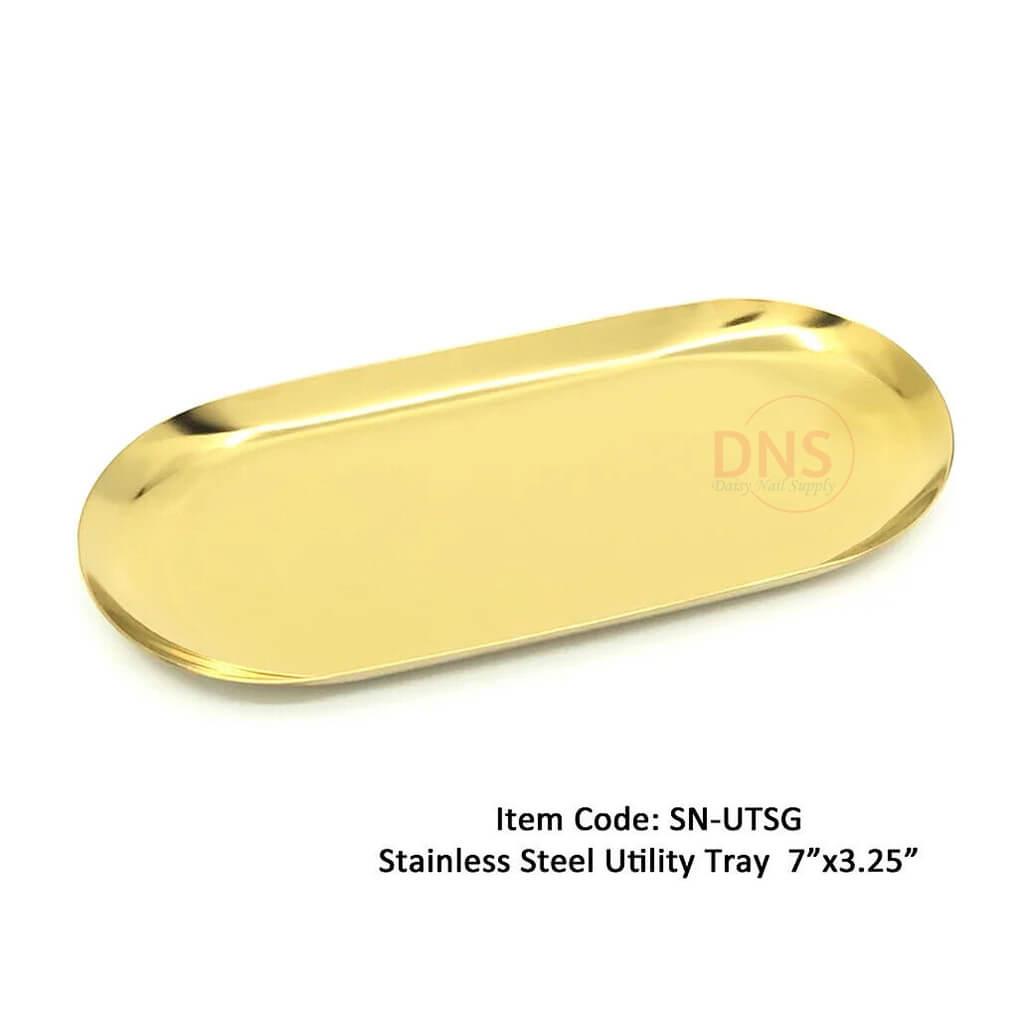 Stainless Steel Nail salon Utility Tray 7"x3.25" Gold