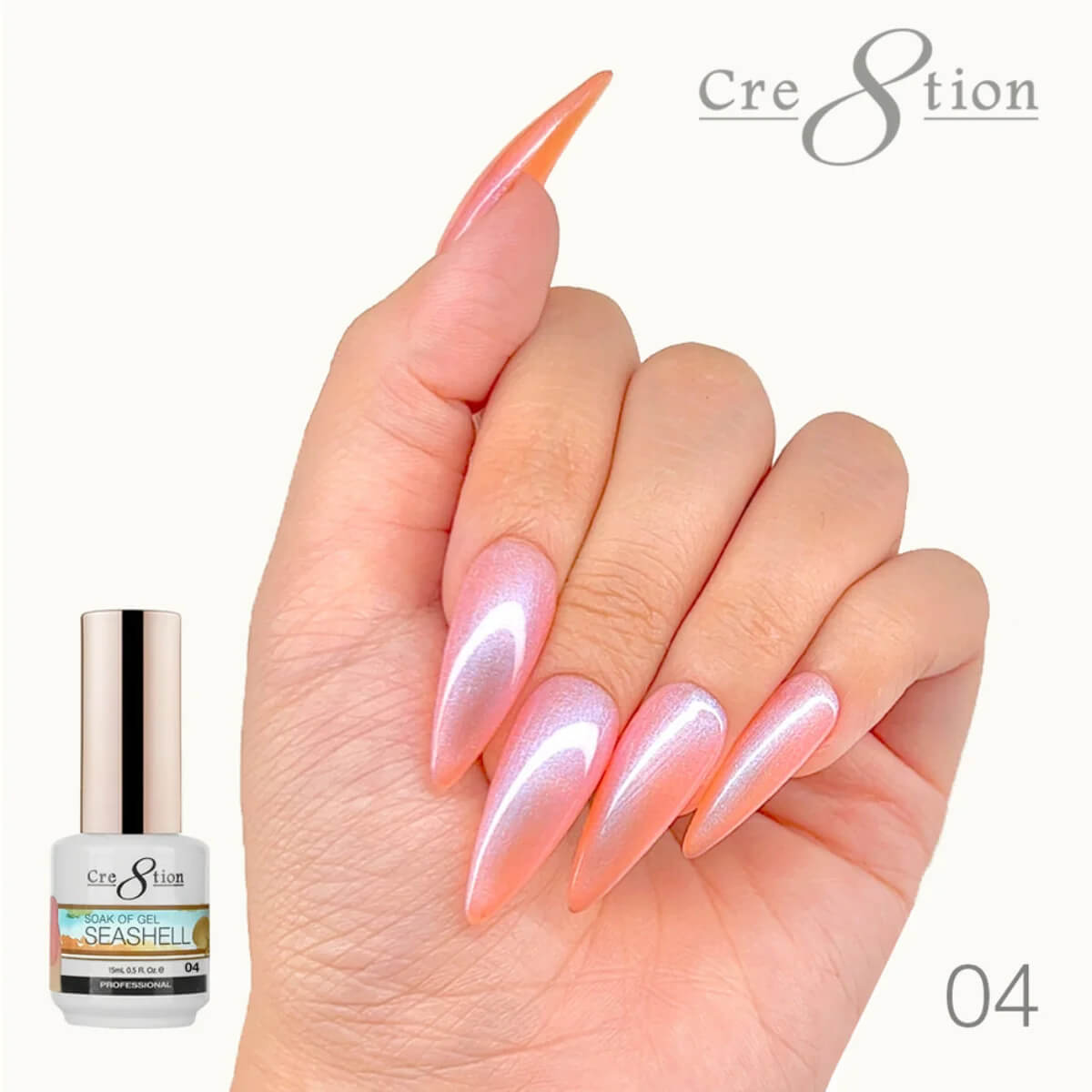 Cre8tion Soak Off Gel UV/LED 0.5 Fl oz - Seashell 04