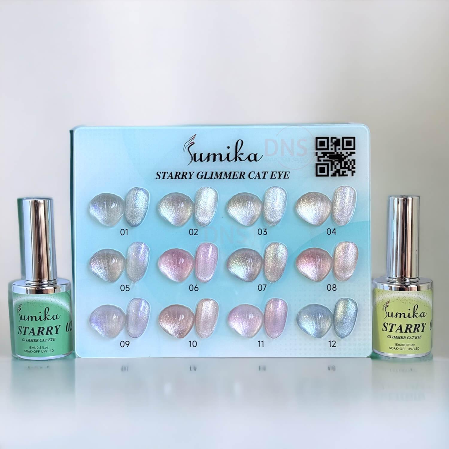 Sumika Starry Glimmer Cat Eye Gel (Set 12 Colors) #01 --> #12 + Free Color Chart and Magnet