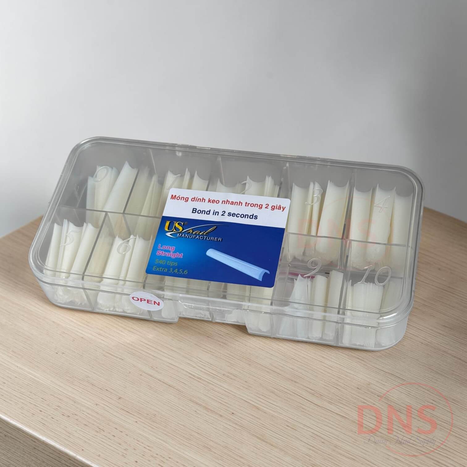 US Nail Manufacturer - Long Straight Nail Tip 540 Tips/Box