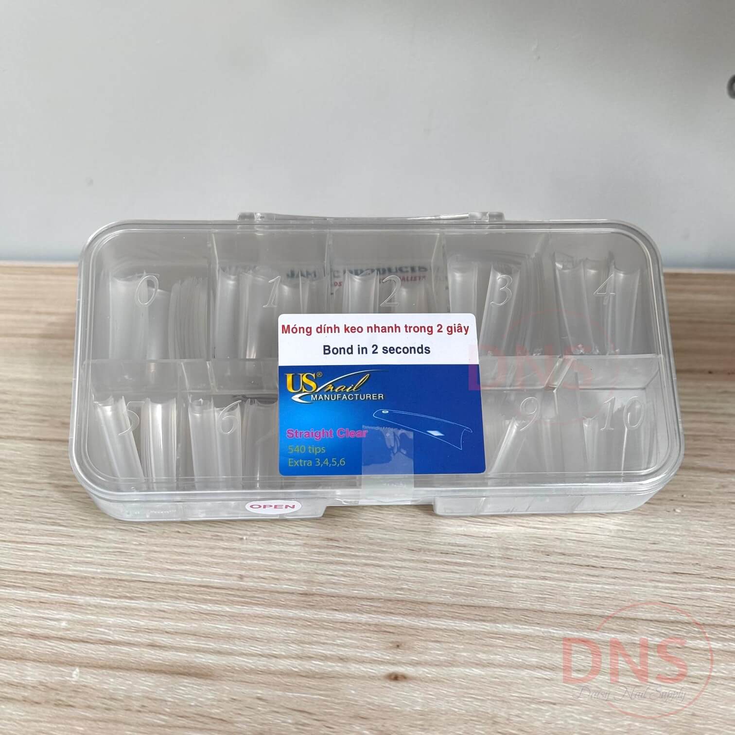 US Nail Manufacturer - Straight Clear Tip 540 Tips/Box