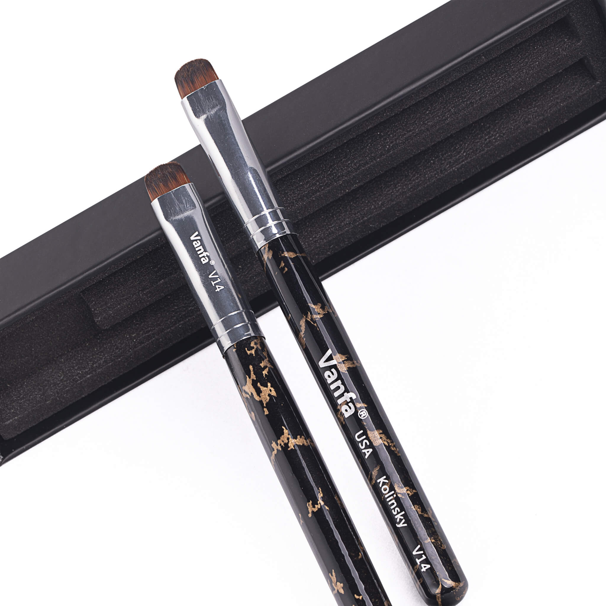 Vanfa French Brush for Nails, Clean up brush for Gel Nail Polish V14 Set (2 Brushes size #14)