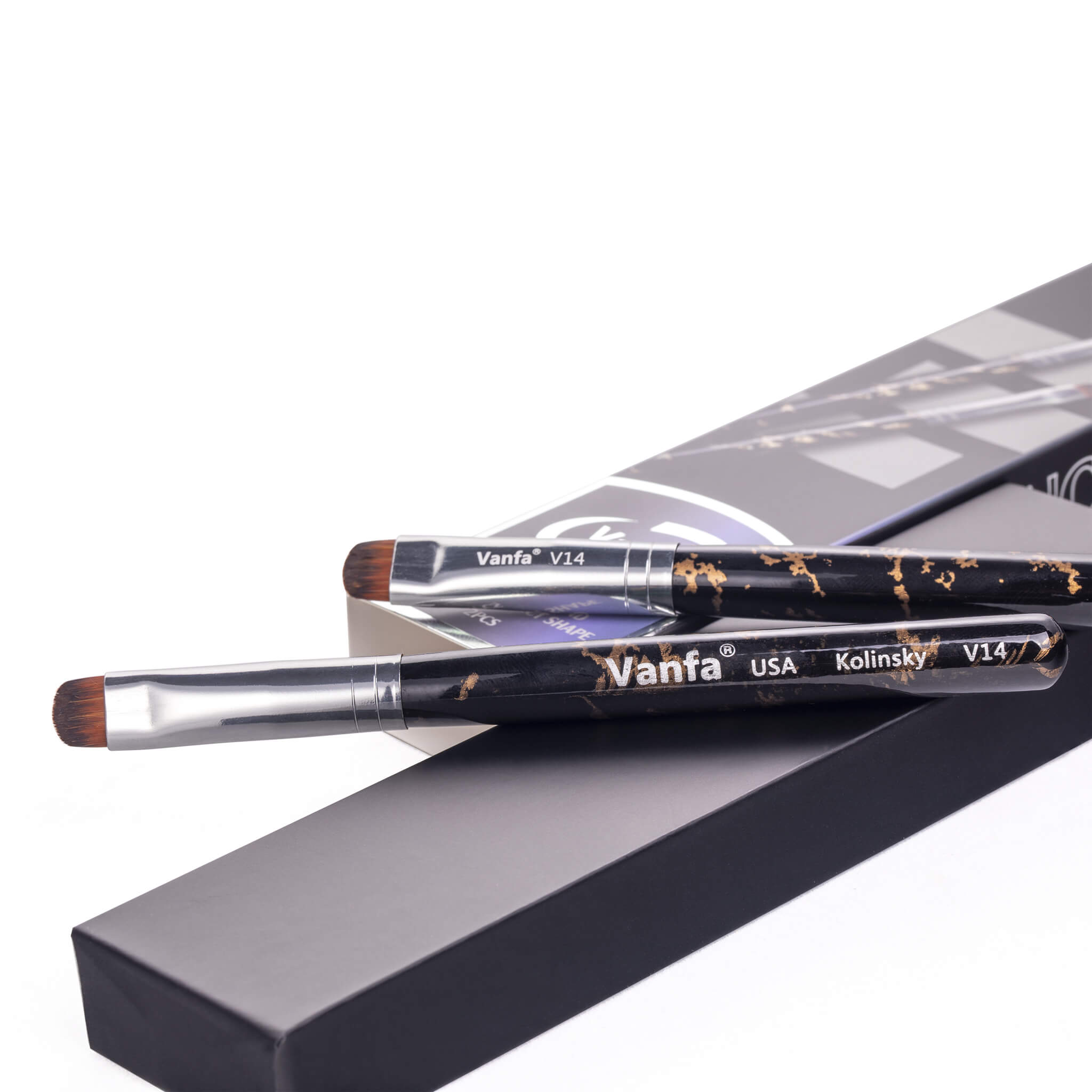 Vanfa French Brush for Nails, Clean up brush for Gel Nail Polish V14 Set (2 Brushes size #14)