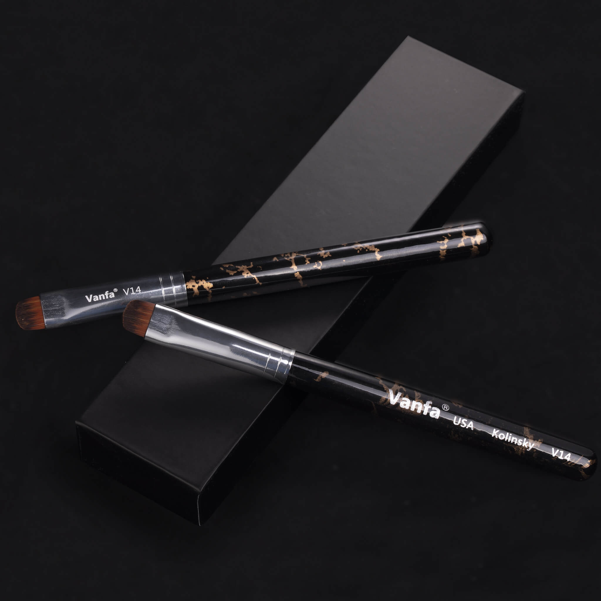 Vanfa French Brush for Nails, Clean up brush for Gel Nail Polish V14 Set (2 Brushes size #14)