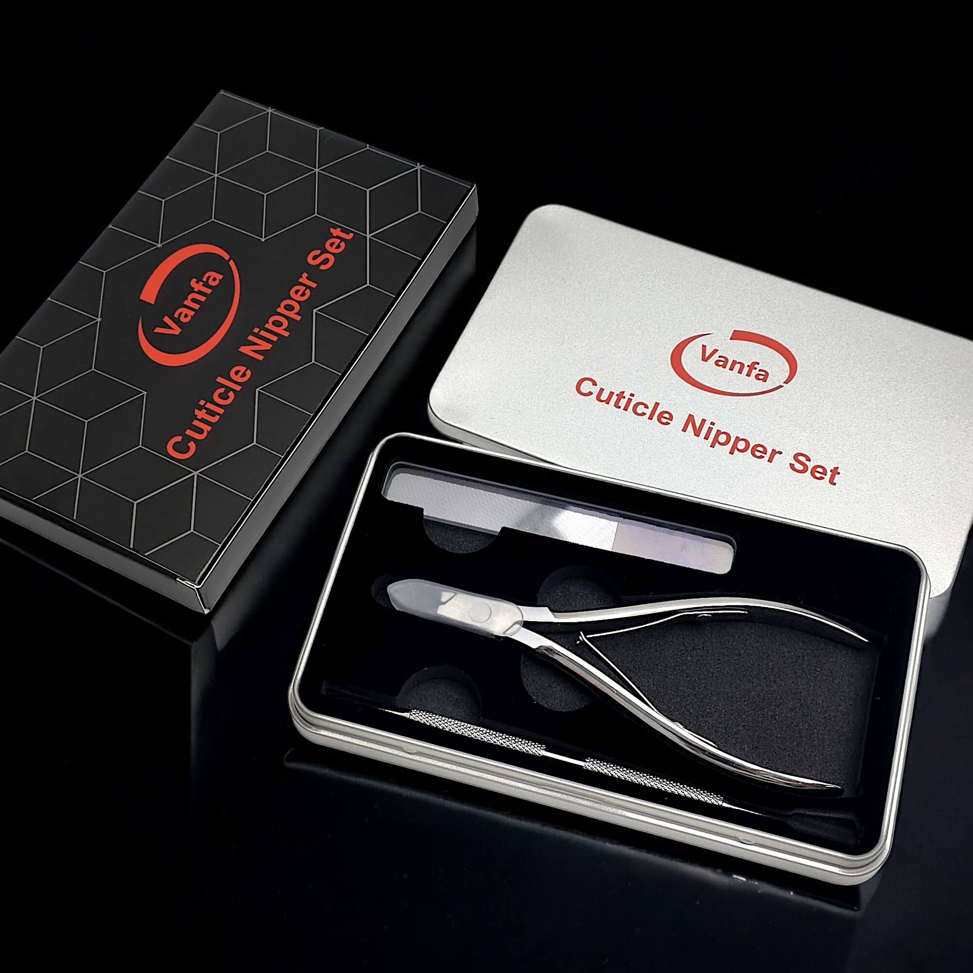 Vanfa Cuticle Nipper with Pusher and Nail File Set #79037