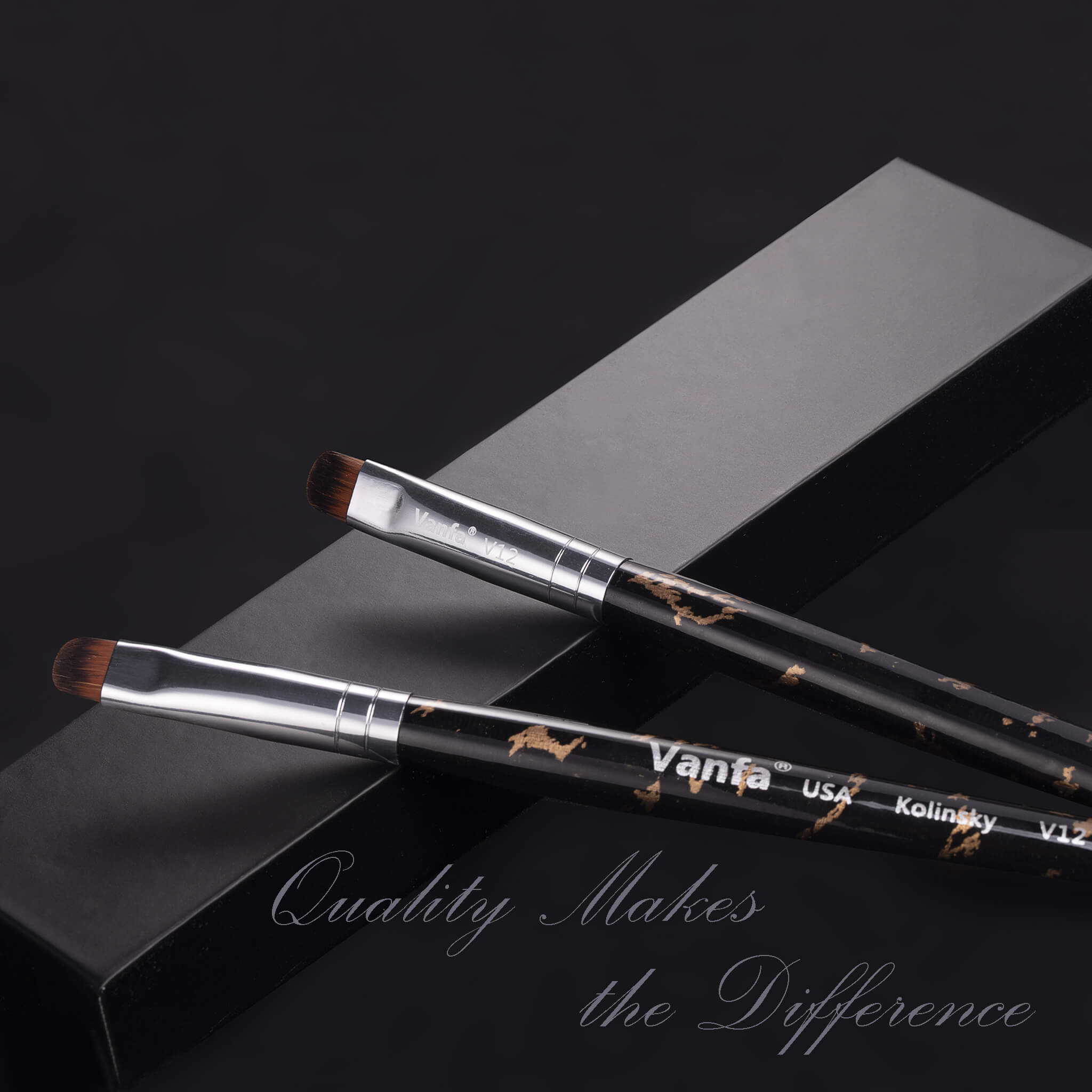 Vanfa French Brush for Nails, Clean up brush for Gel Nail Polish V12 Set (2 Brushes size #12)