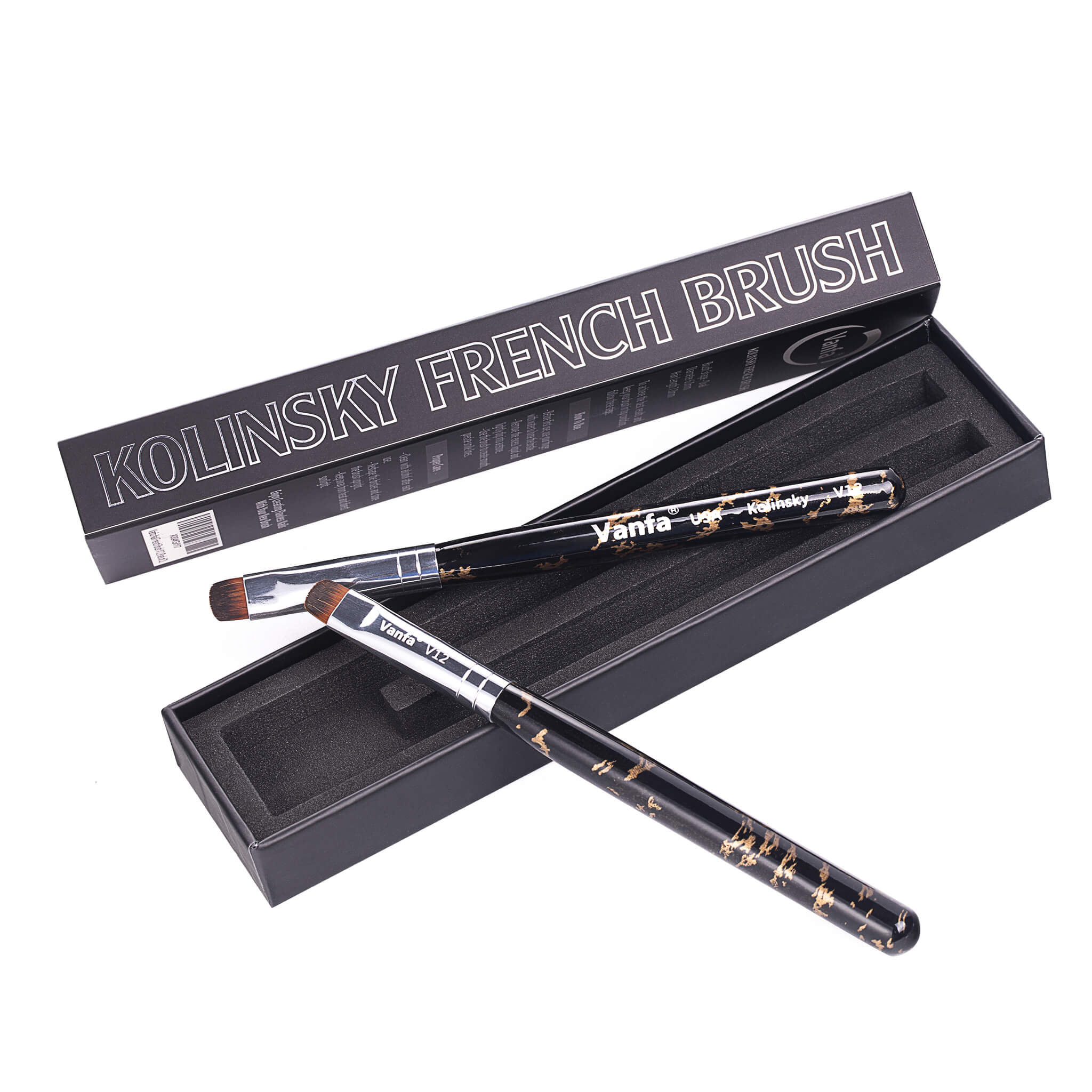 Vanfa French Brush for Nails, Clean up brush for Gel Nail Polish V12 Set (2 Brushes size #12)