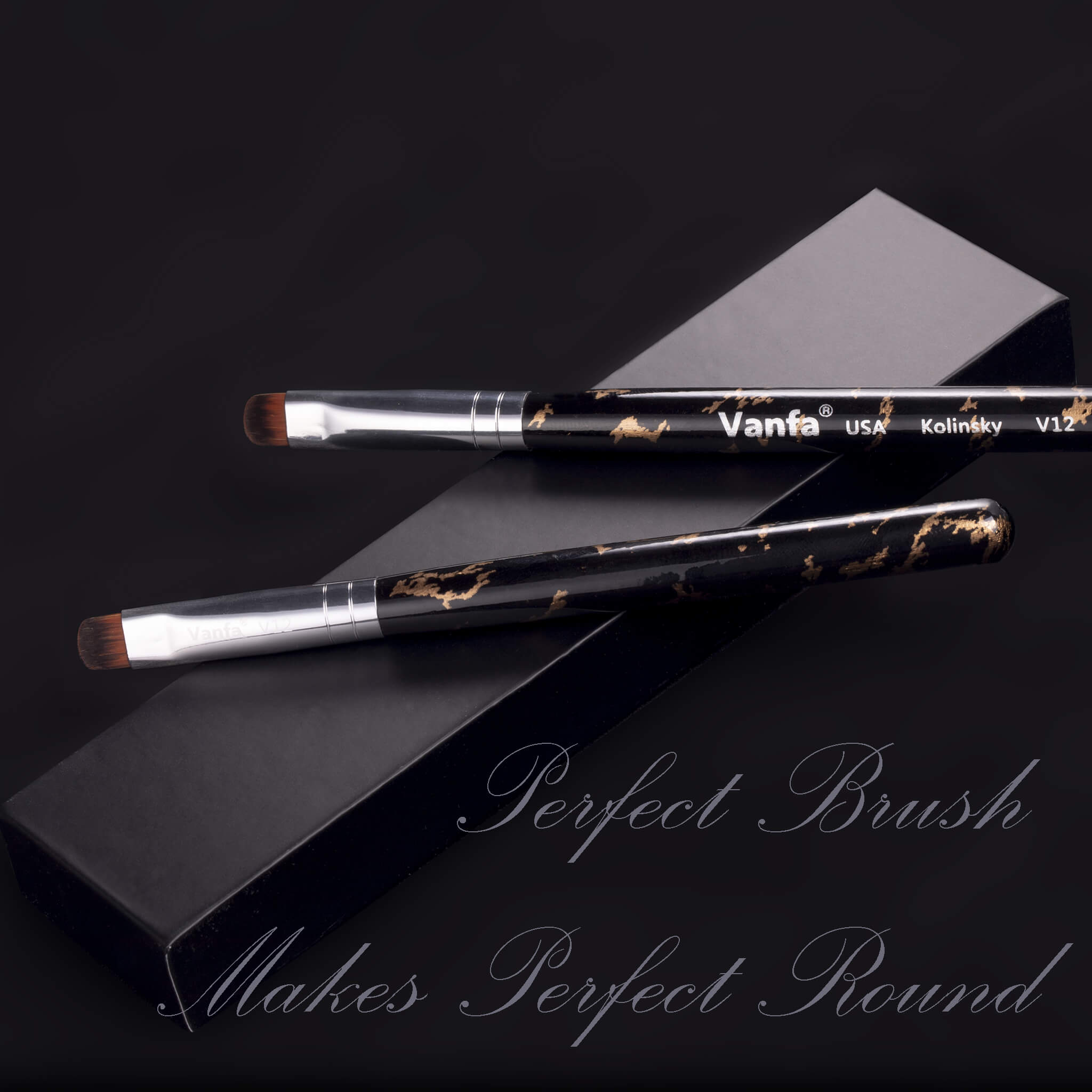Vanfa French Brush for Nails, Clean up brush for Gel Nail Polish V12 Set (2 Brushes size #12)