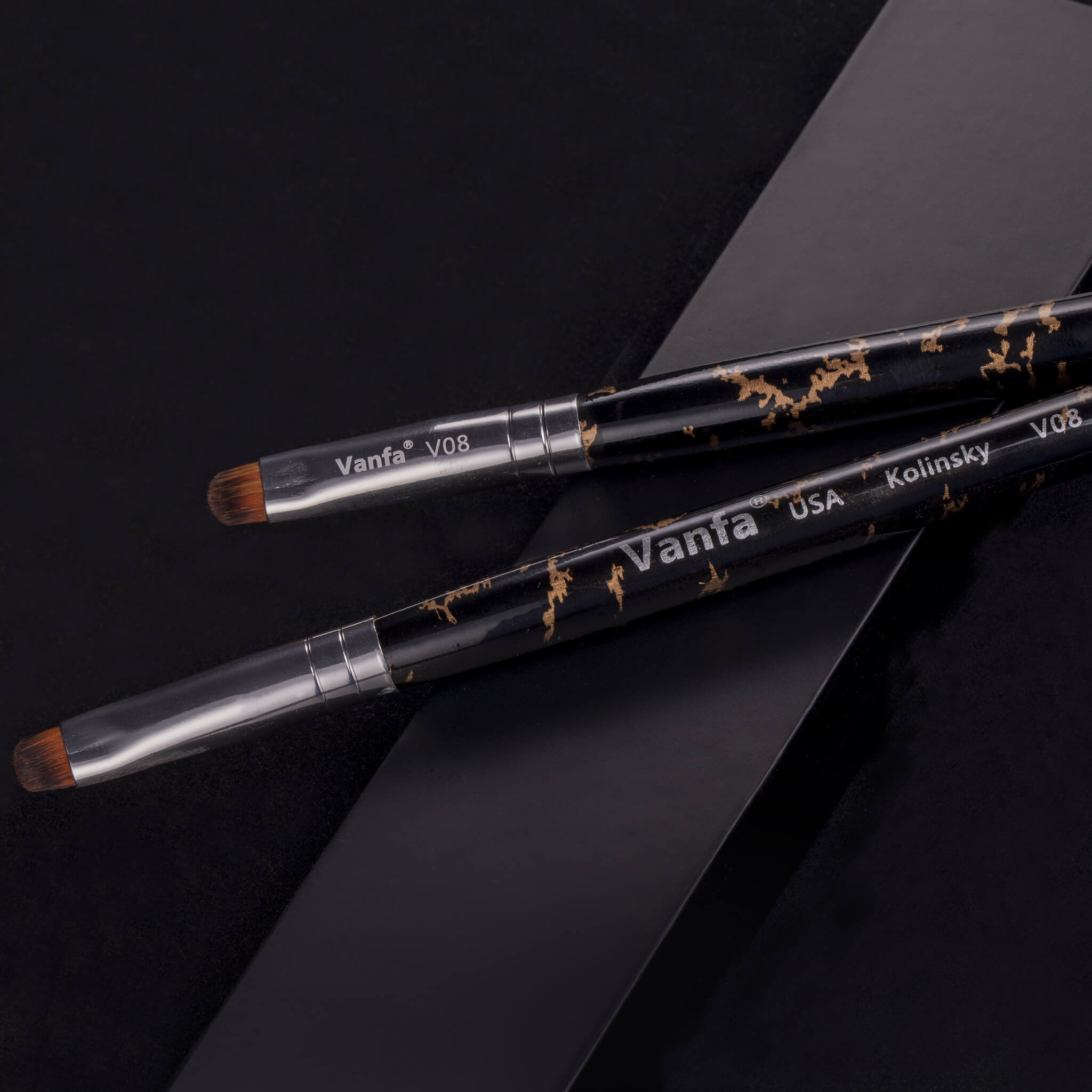 Vanfa French Brush for Nails, Clean up brush for Gel Nail Polish V08 Set (2 Brushes size #08)