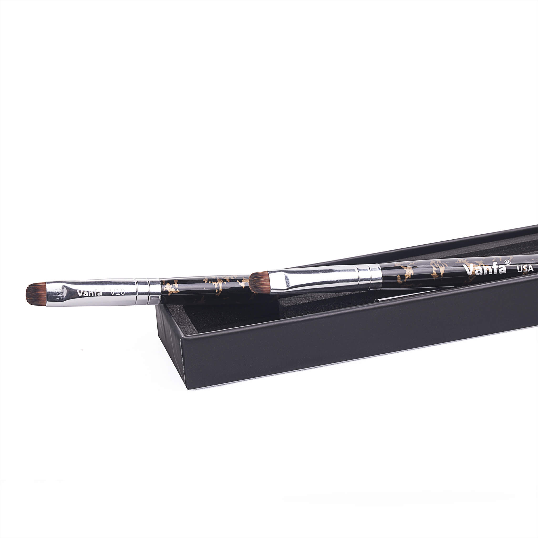 Vanfa French Brush for Nails, Clean up brush for Gel Nail Polish V10 Set (2 Brushes size #10)