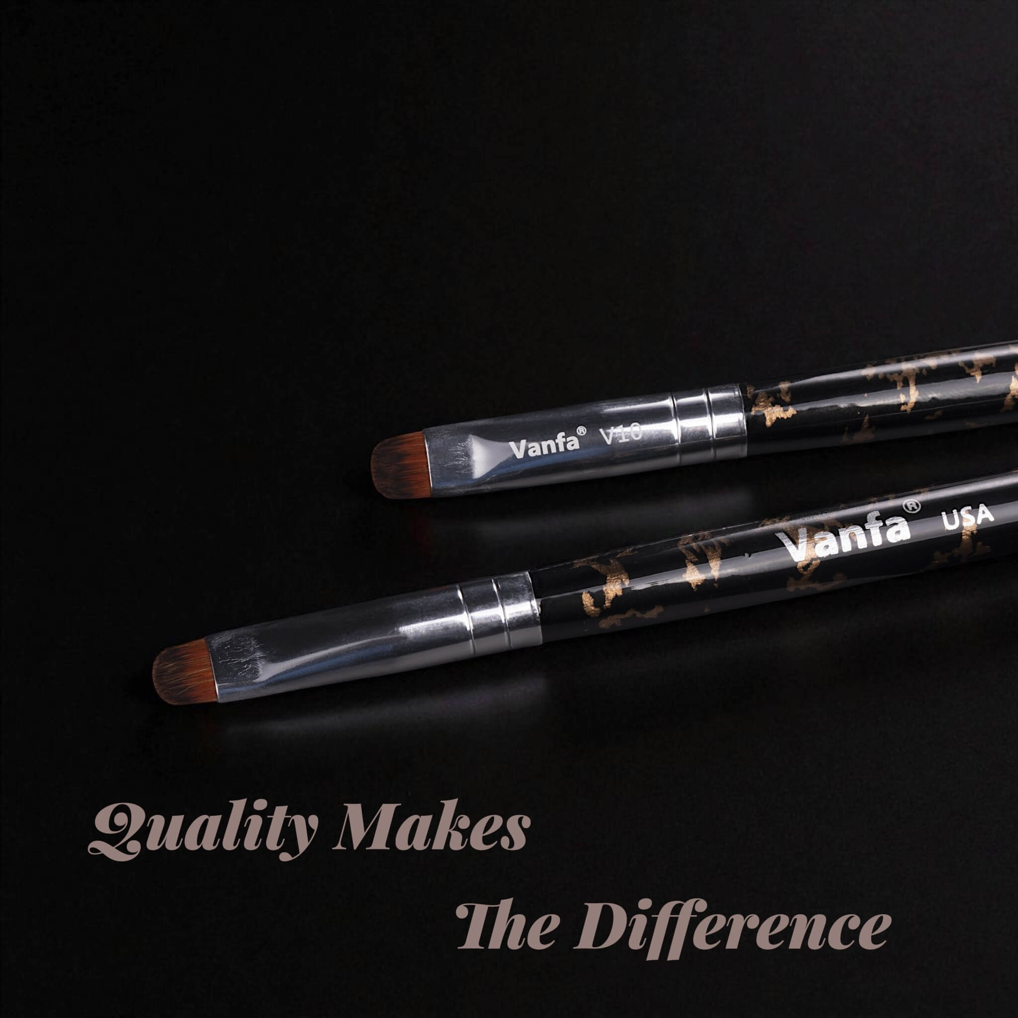 Vanfa French Brush for Nails, Clean up brush for Gel Nail Polish V10 Set (2 Brushes size #10)
