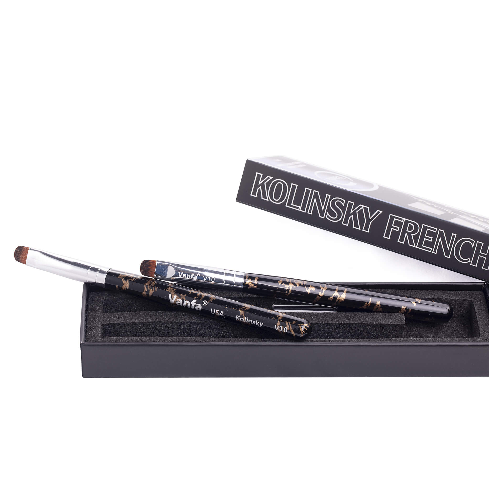 Vanfa French Brush for Nails, Clean up brush for Gel Nail Polish V10 Set (2 Brushes size #10)