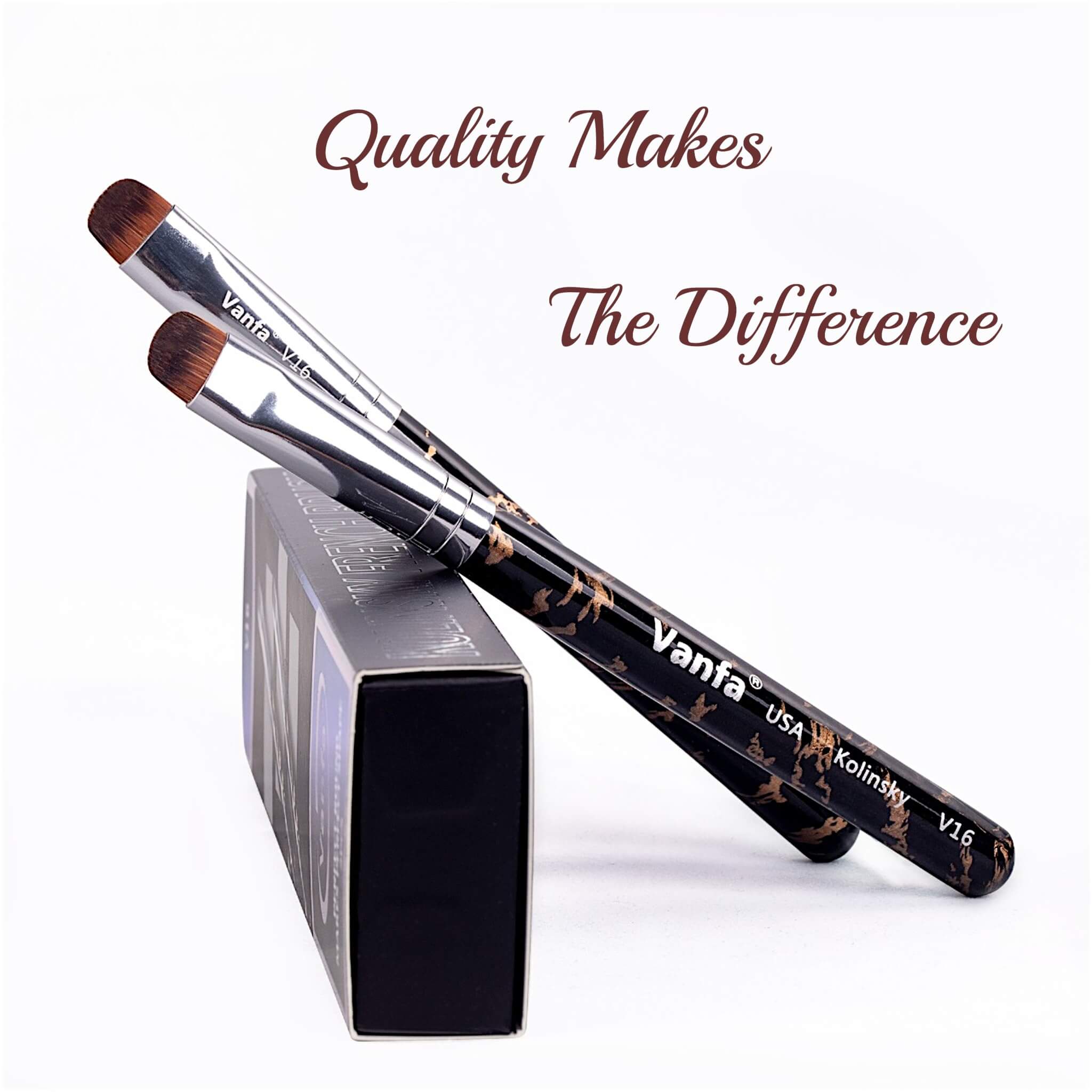 Vanfa French Brush for Nails, Clean up brush for Gel Nail Polish V16 Set (2 Brushes size #16)
