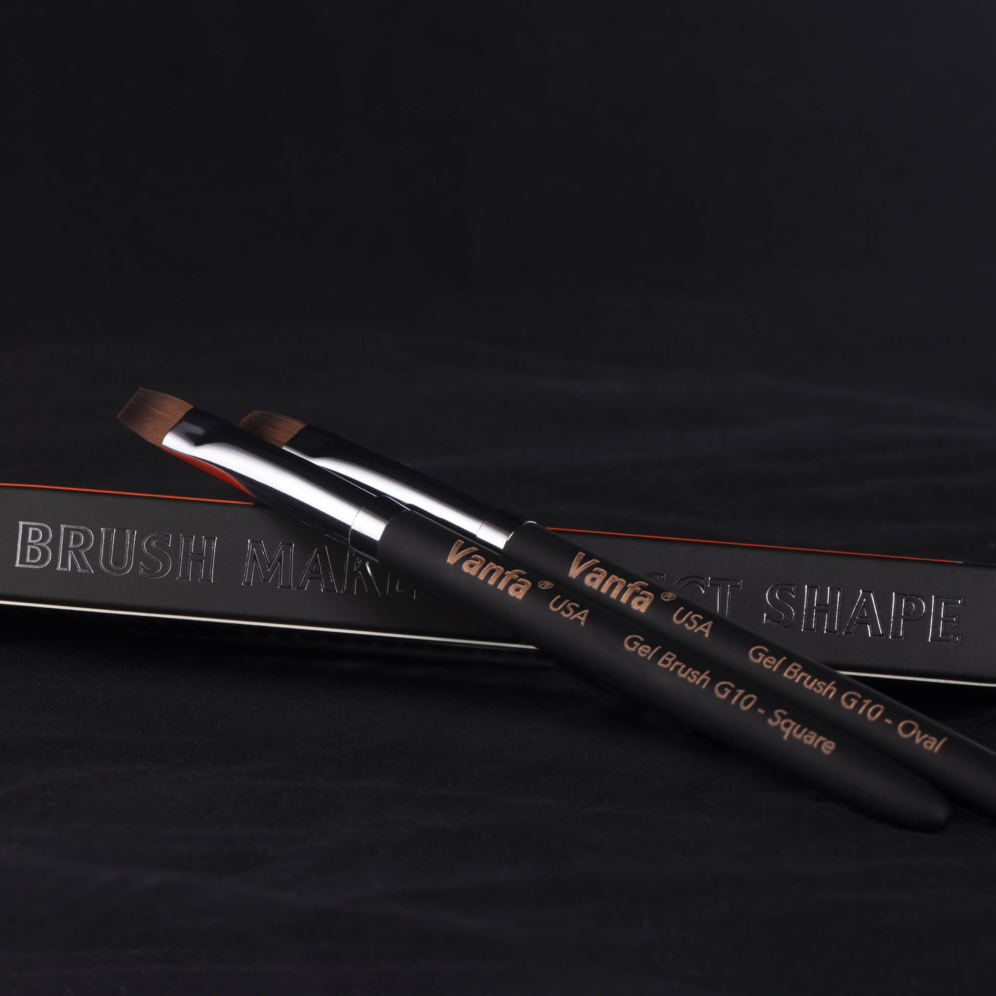 Vanfa Gel Nail Brush set for Builder Gel, Polygel, HardGel (G10 set, 1 Oval + 1 Square) #79039