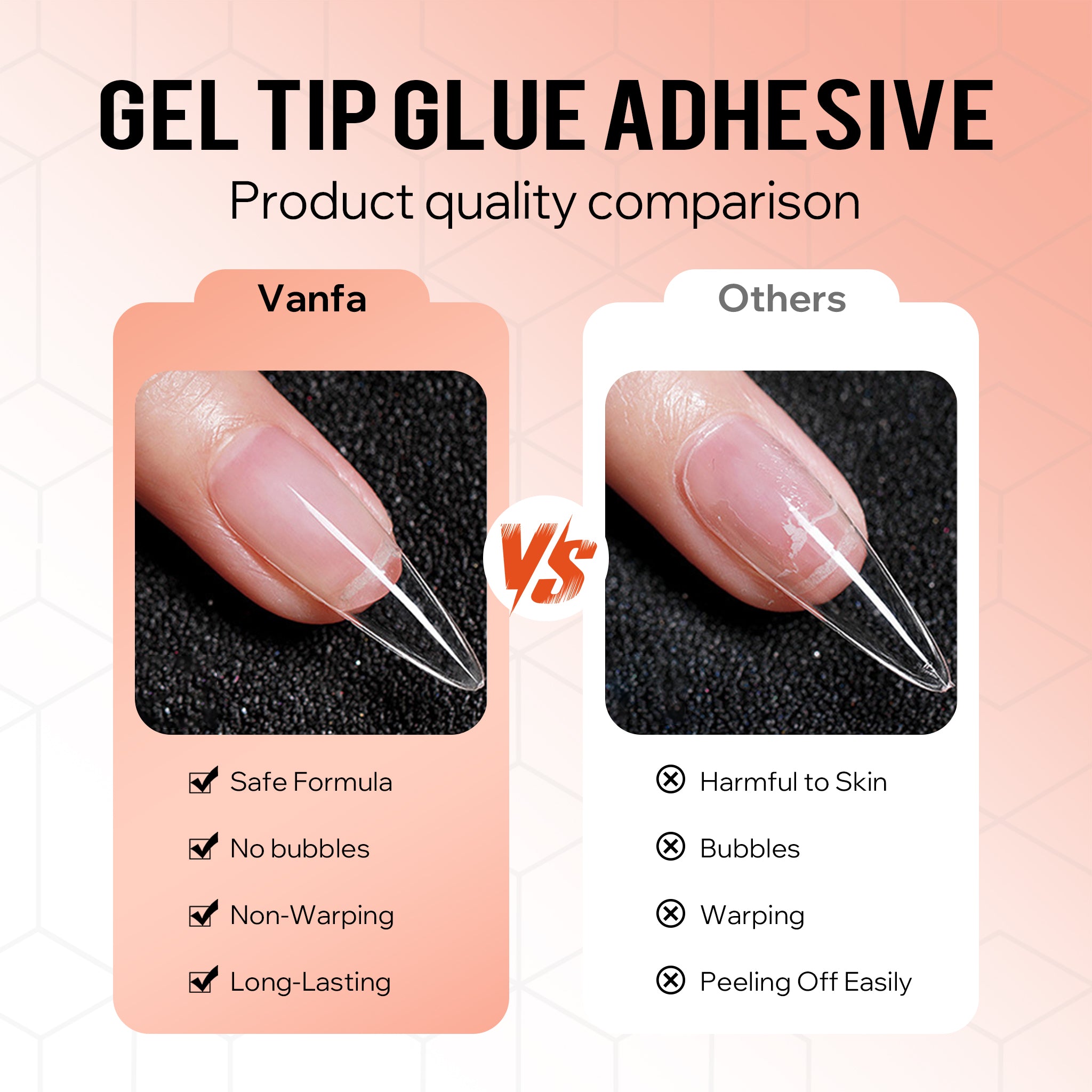 Vanfa Soft Gel Tip Glue Adhesive for Nail Extensions, Press On Nail Tips T08 (0.5 oz - Pack of 1)