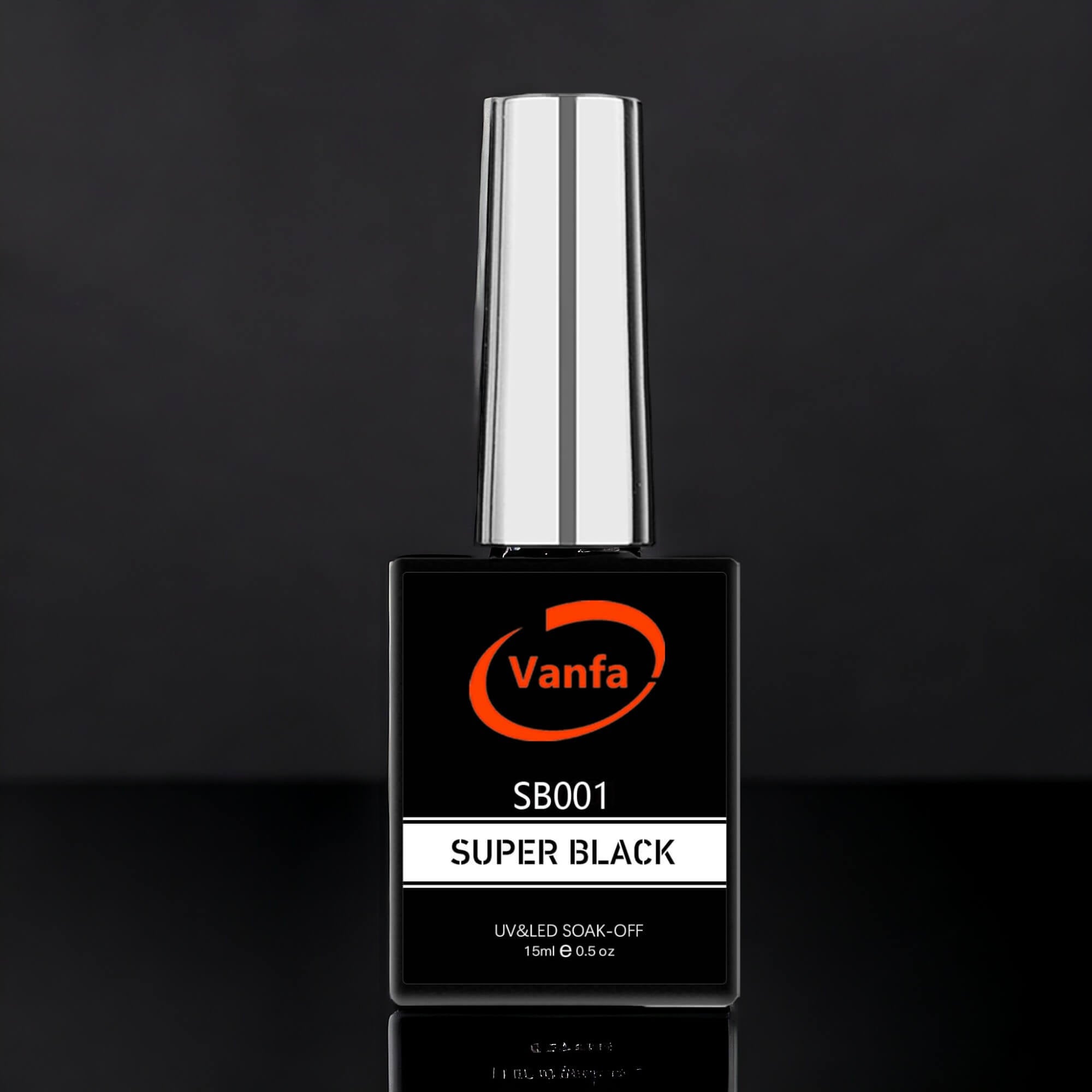 VANFA Soak Off Gel 0.5 Oz Super Black SB001