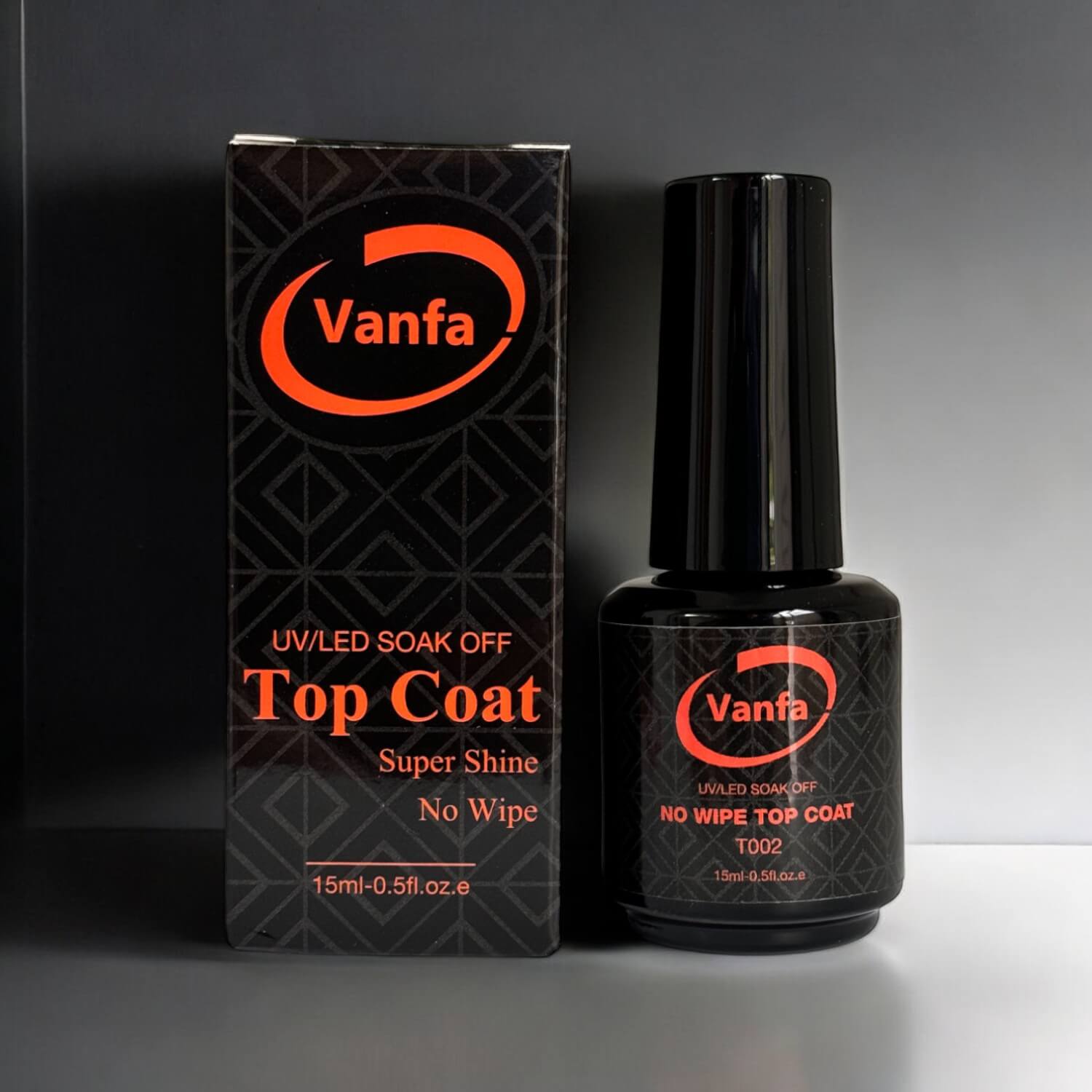 Vanfa Gel Polish Top Coat Super Shine No Wipe 0.5 Oz T002