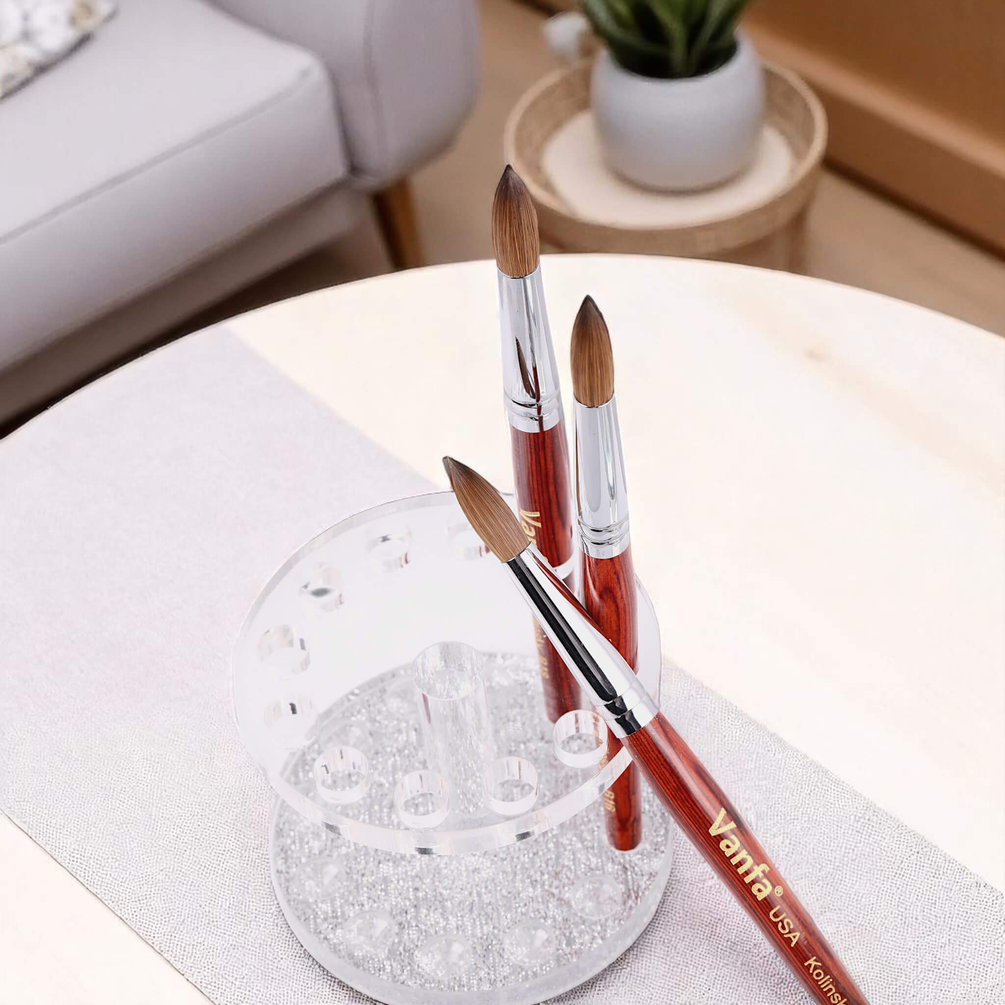 VANFA Kolinsky Acrylic Nail Brush Red Handle Size #B18 Round Head