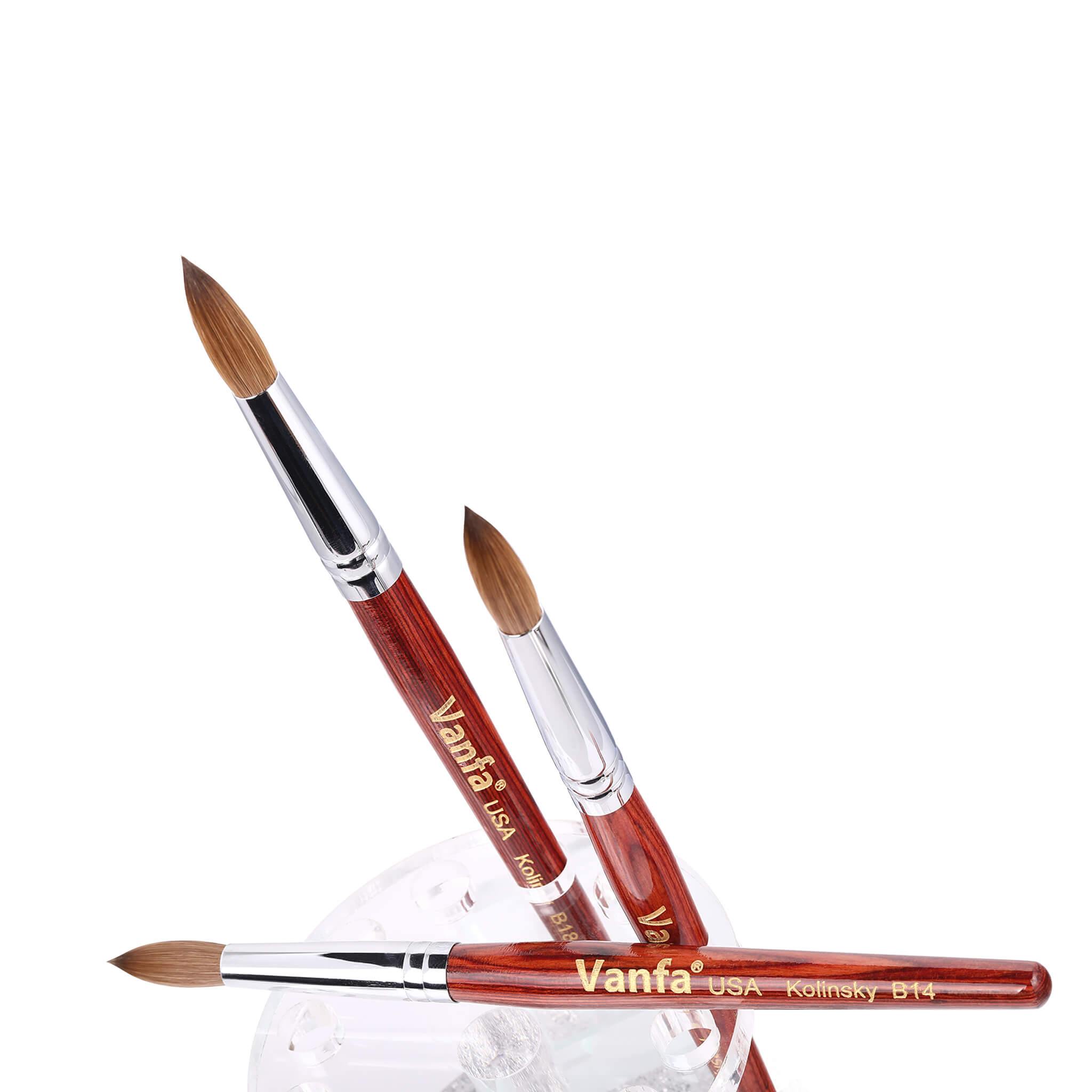 VANFA Kolinsky Acrylic Nail Brush Red Handle Size #B18 Round Head