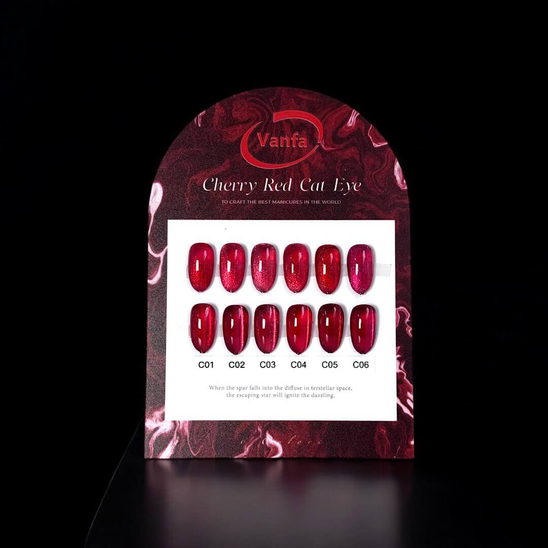 Vanfa Soak off Gel Nail Polish Cherry Red Cat Eye Collection *Pick your colors*