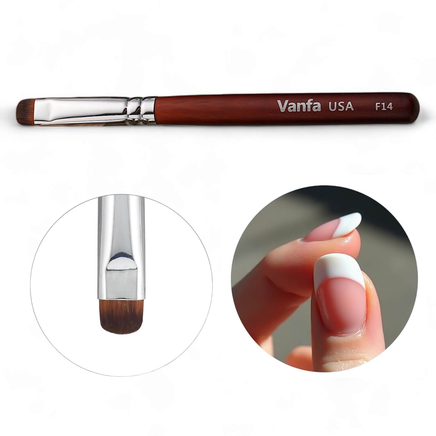 Vanfa French Brush for Nails, Clean up brush for Gel Nail Polish F14