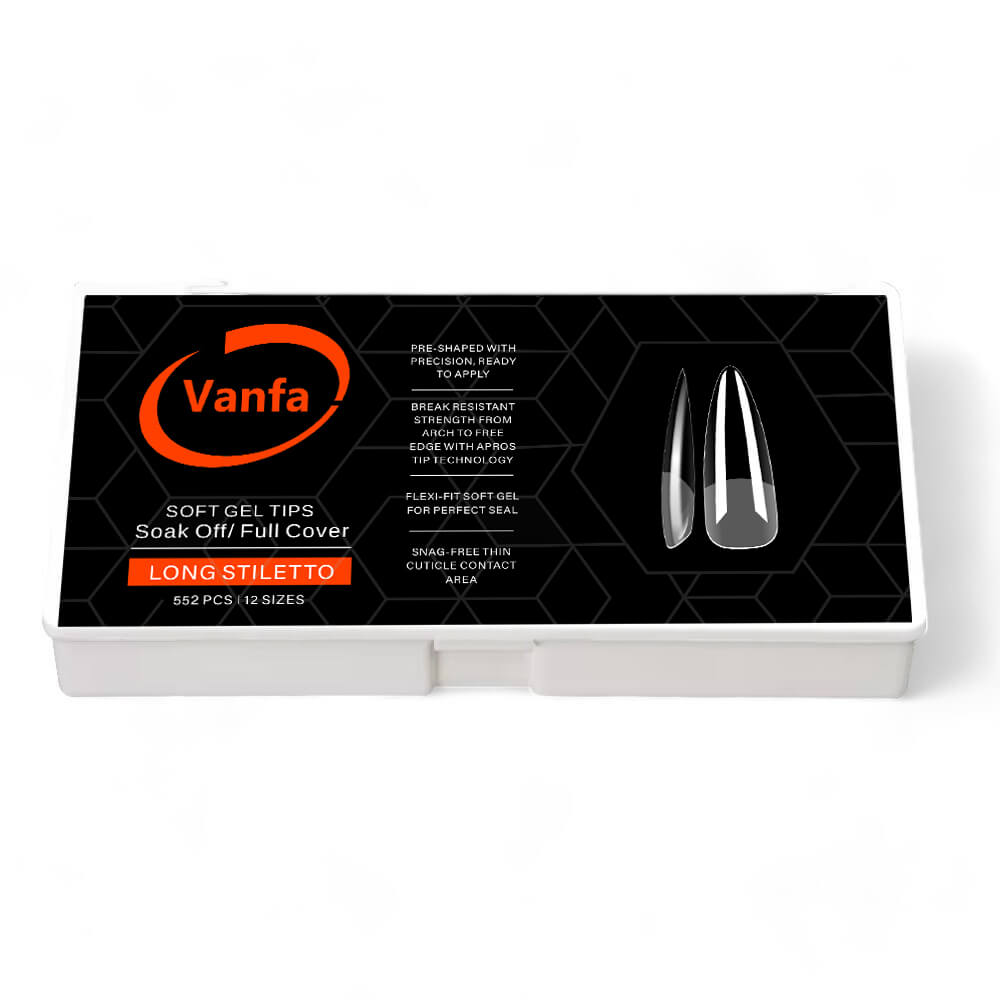 Vanfa Soft Gel Tip for Nail Extensions (Long Stiletto)