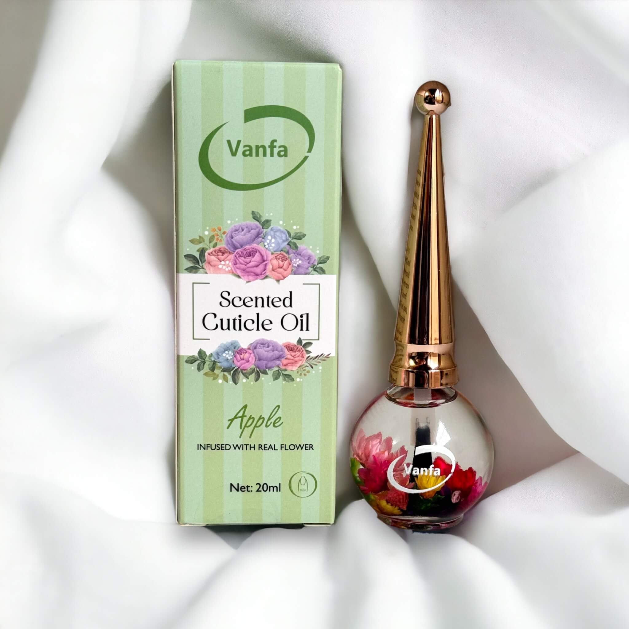 VANFA Cuticle Oil infused with real flower 0.42 Oz - Apple