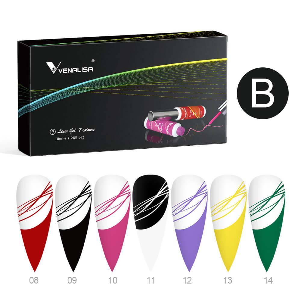 Venalisa Liner Detailing Nail Art Gel (Set B 7 Colors)