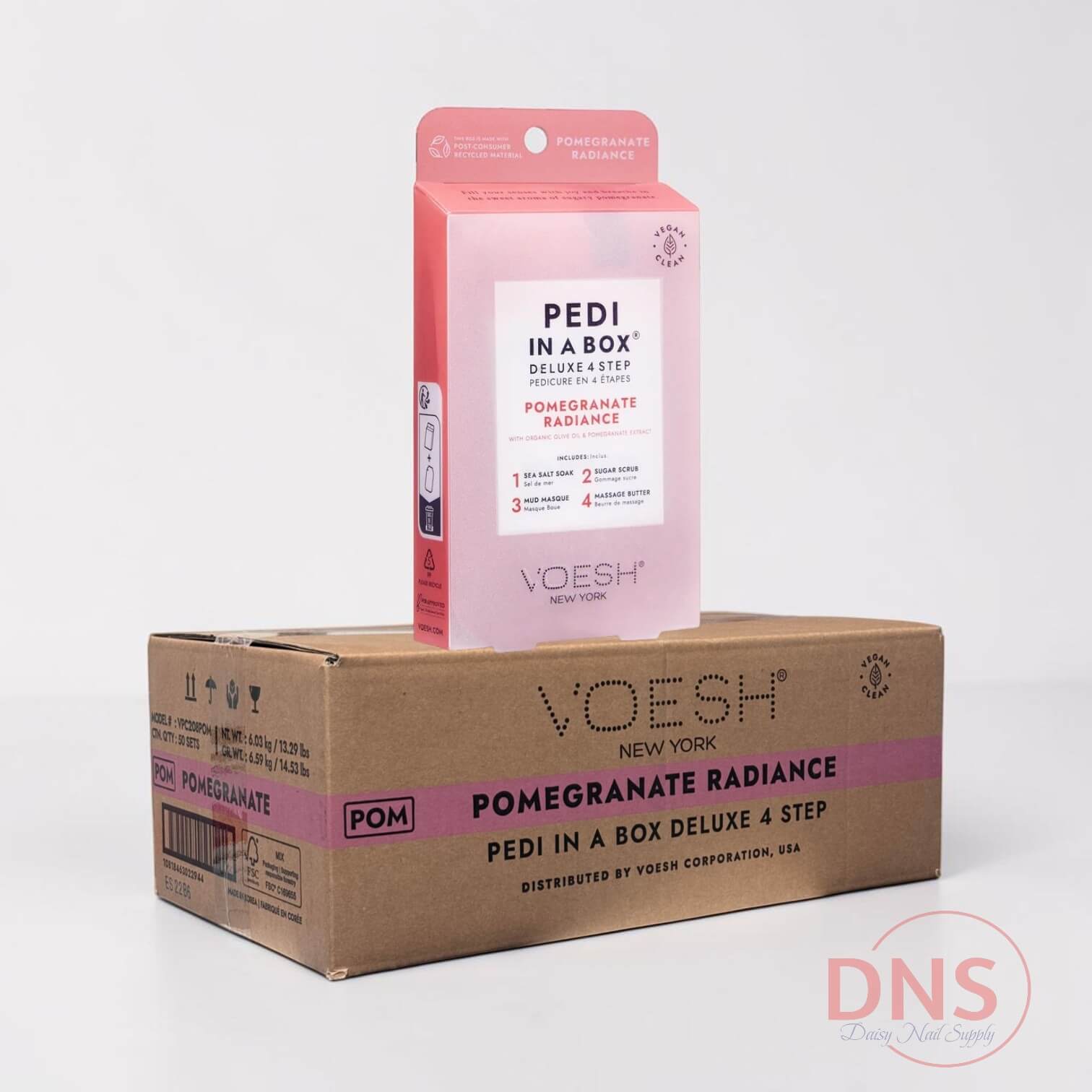 VOESH Pedi In A Box Deluxe 4 Step | Pomegranate Radiance (Box of 50 Sets)