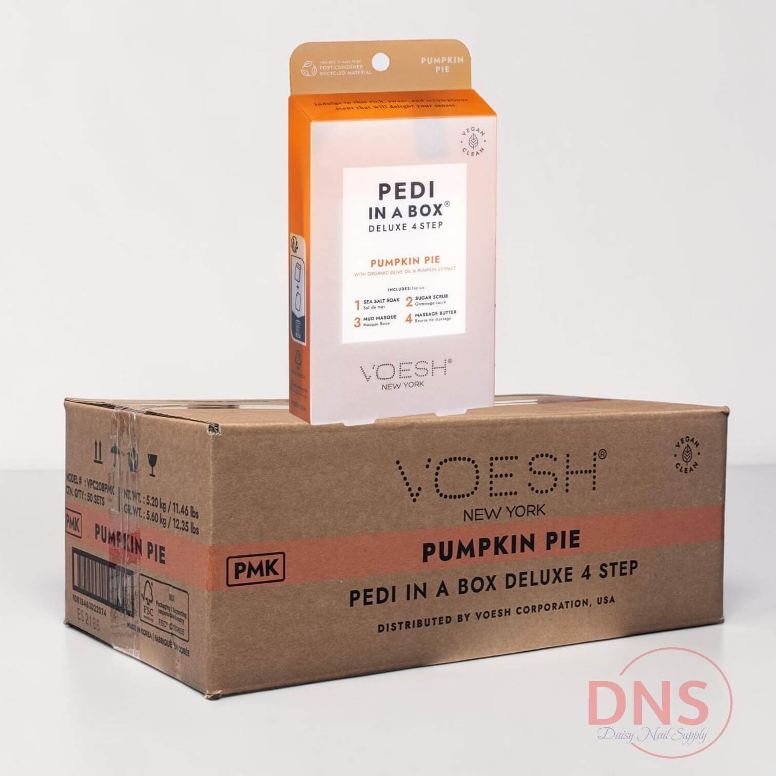 VOESH Pedi In A Box Deluxe 4 Step | Pumpkin Pie (Box of 50 Sets)