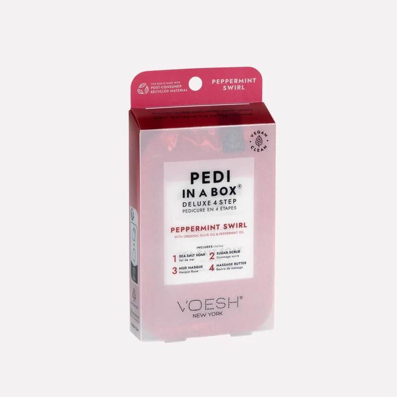 VOESH Pedi In A Box Deluxe 4 Step | Peppermint Swirl (1 Set)