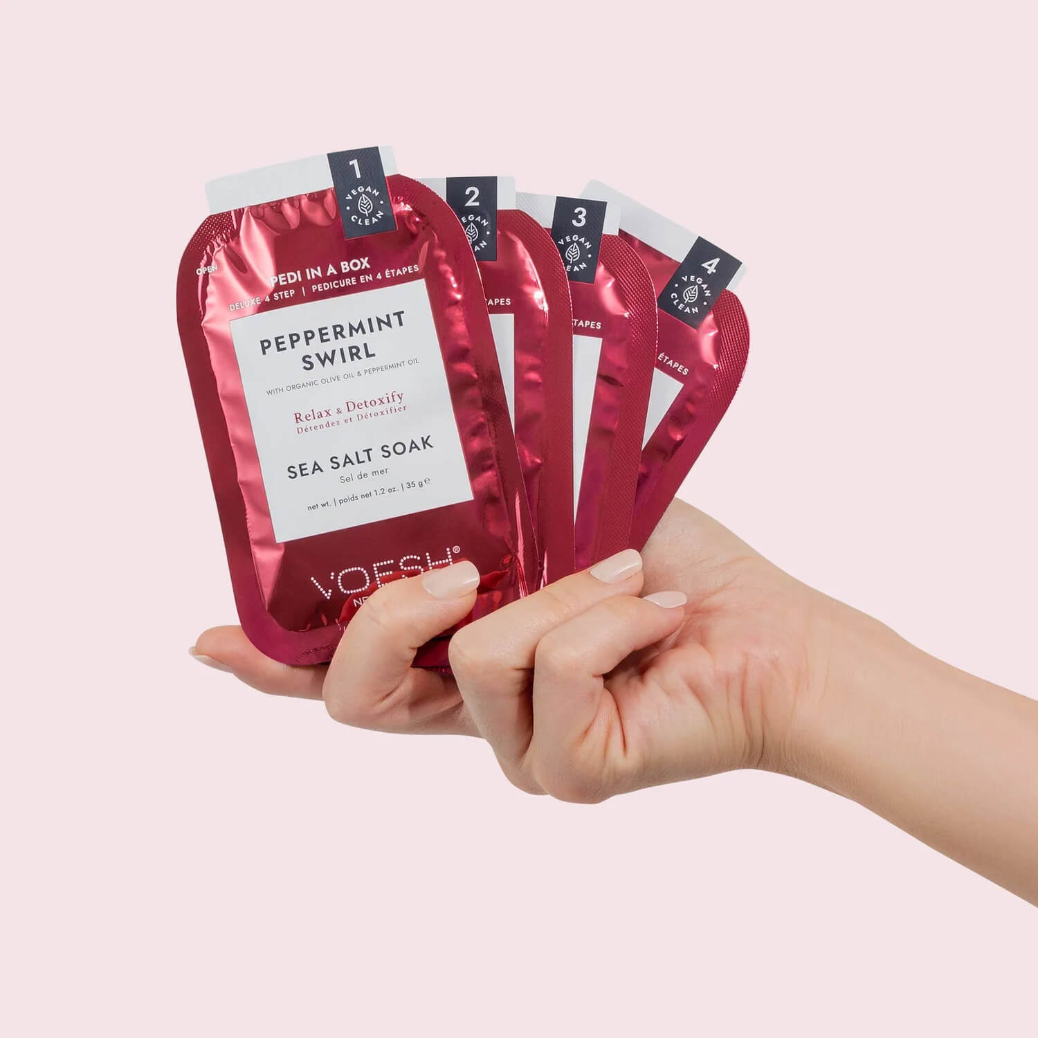 VOESH Pedi In A Box Deluxe 4 Step | Peppermint Swirl (1 Set)