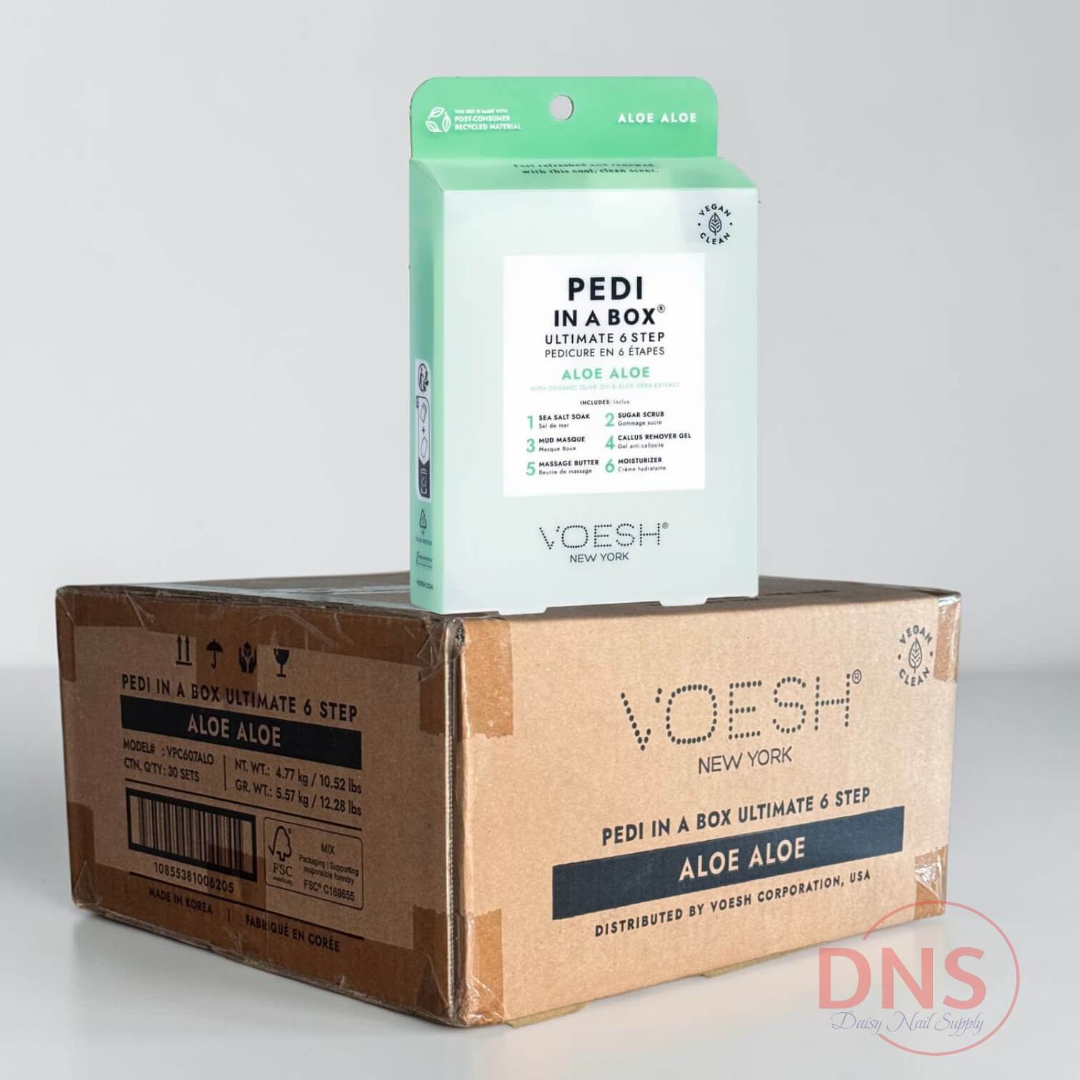 VOESH Pedi In A Box Ultimate 6 Step - Aloe Aloe (Case of 30 Sets)