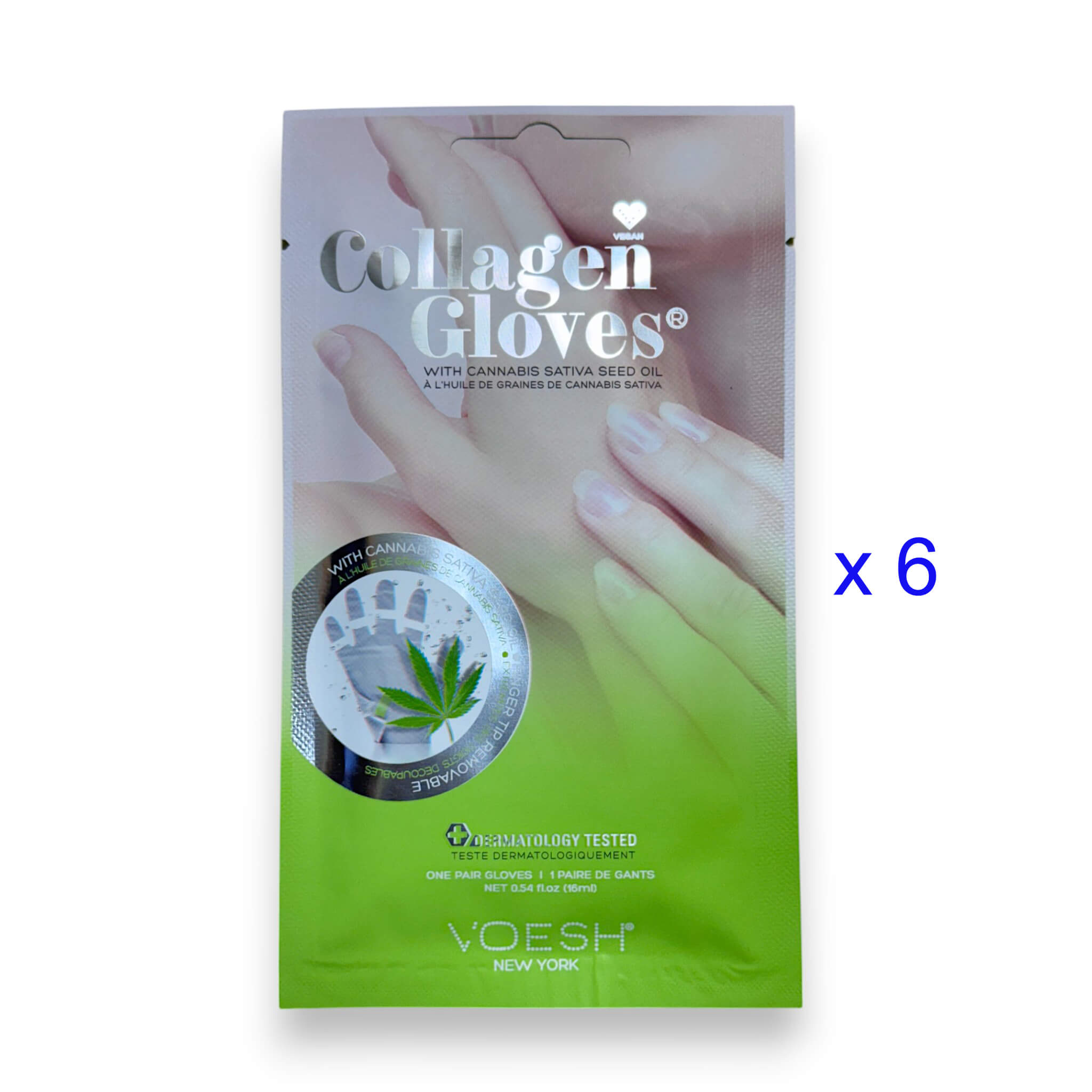 VOESH Collagen Gloves - With Cannabis Sativa Seed Oil (Pack of 6 Pairs)