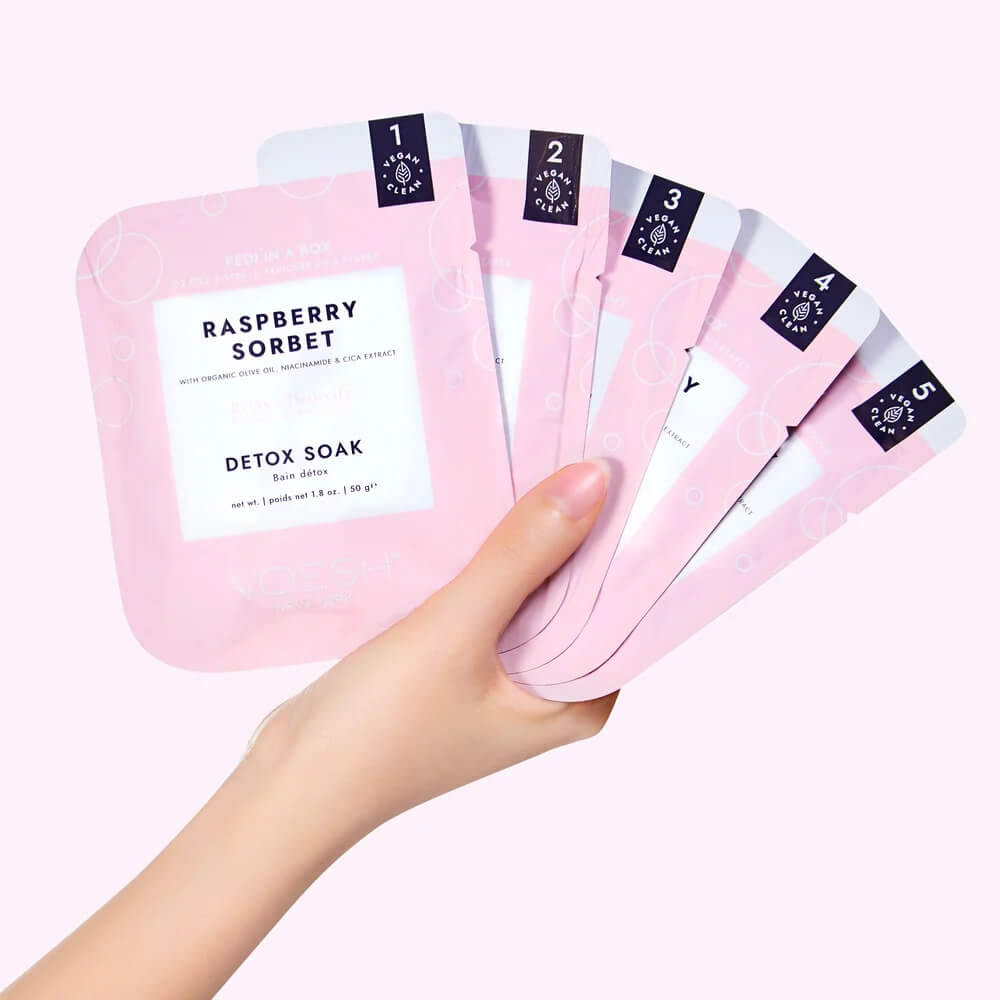 VOESH Pedi In A Box Deluxe  5 Step - O2 Fizz Raspberry Sorbet (Case of 50 Sets)