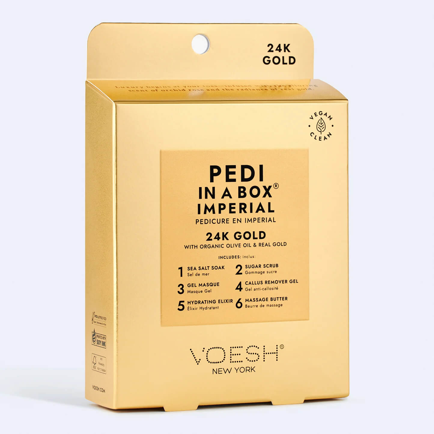 VOESH Pedi In A Box Deluxe - Imperial 6 Step 24K Gold (Box of 30 Sets)