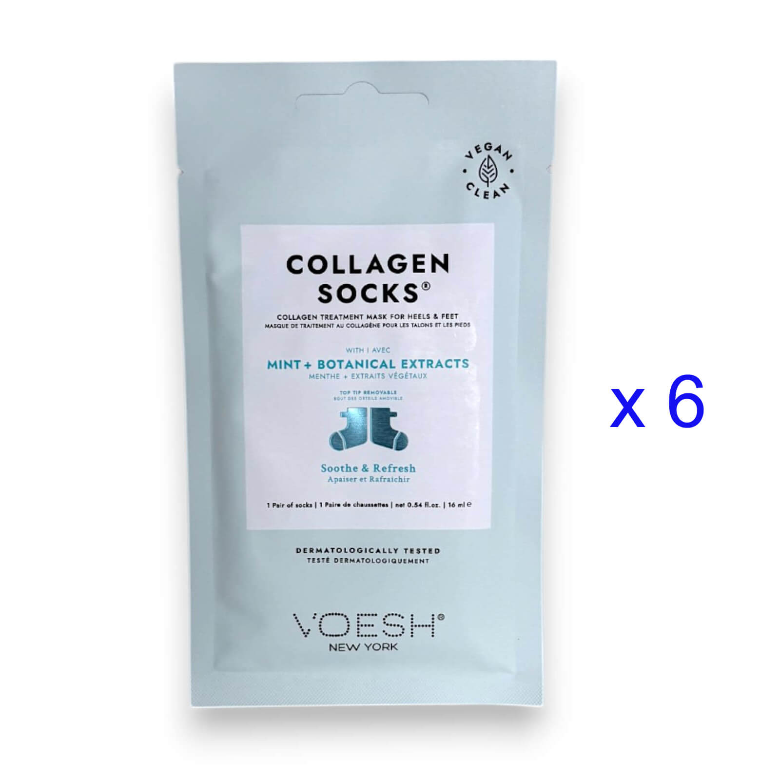 VOESH Collagen Socks - Mint - Botanical Extracts (Pack of 6 Pairs)